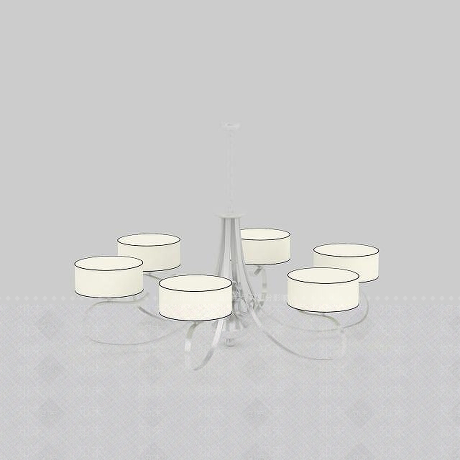 现代白色金属吊灯3D模型下载【ID:1199706186】