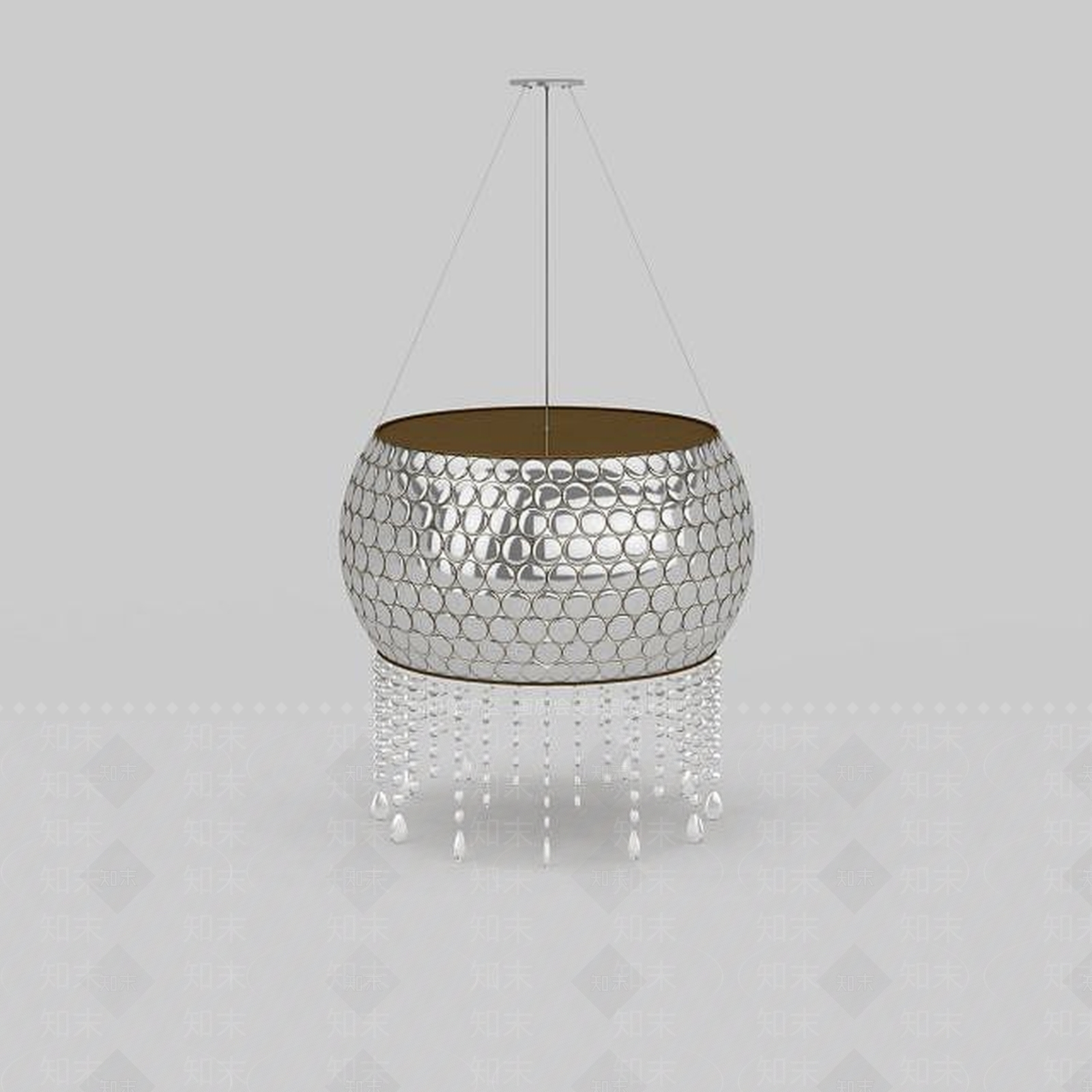 现代精美银色水晶吊灯3D模型下载【ID:1199706344】