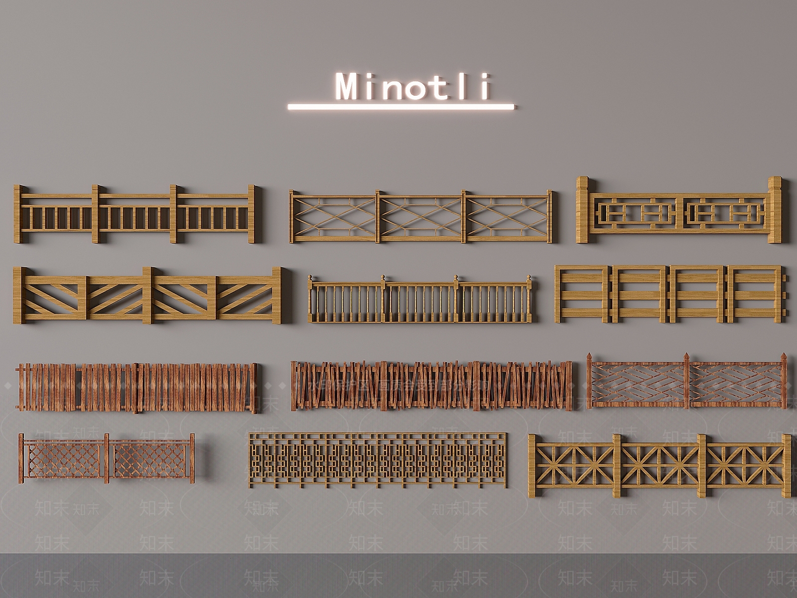 中式栏杆3D模型下载【ID:1199709835】