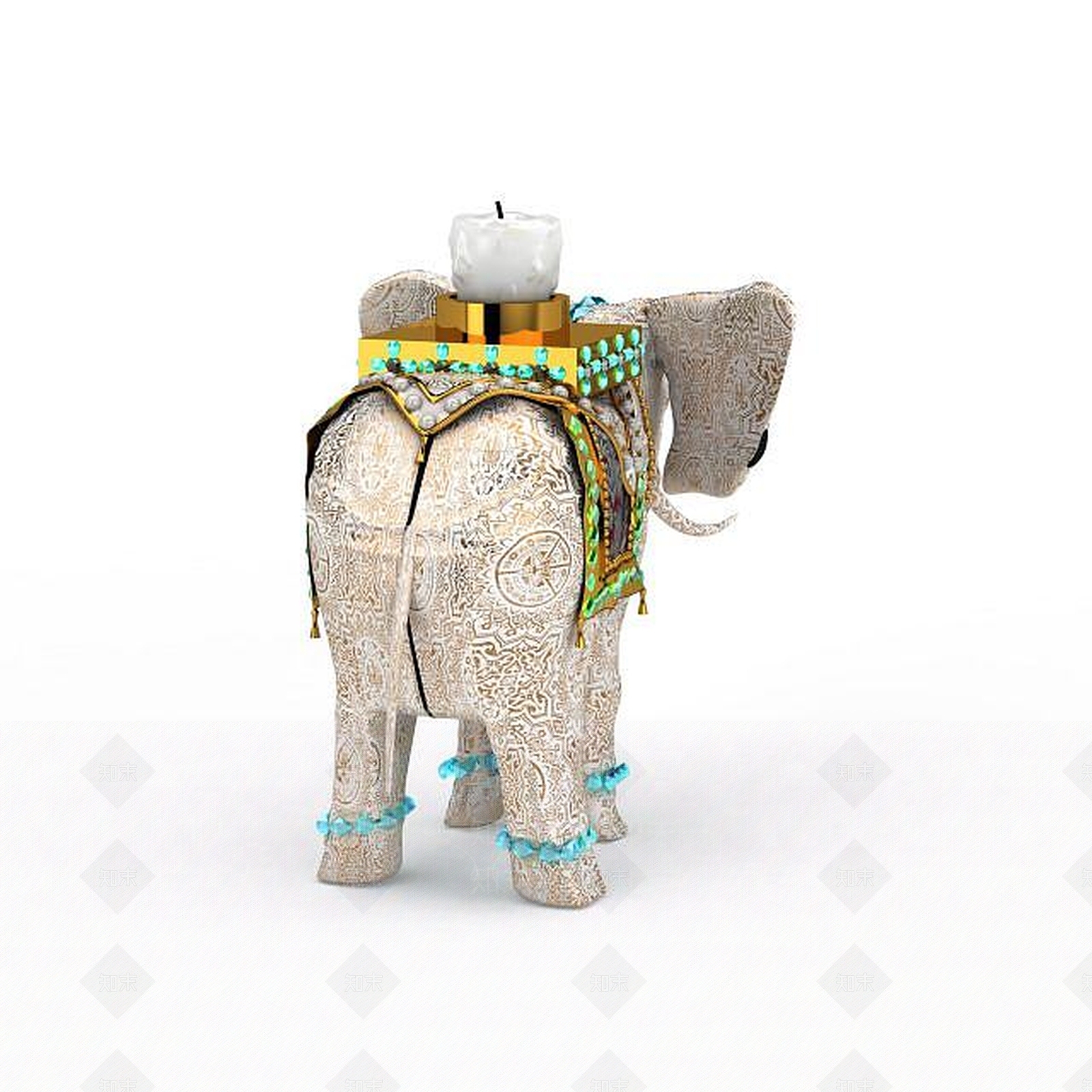 现代民族特色小象烛台灯3D模型下载【ID:1199710635】