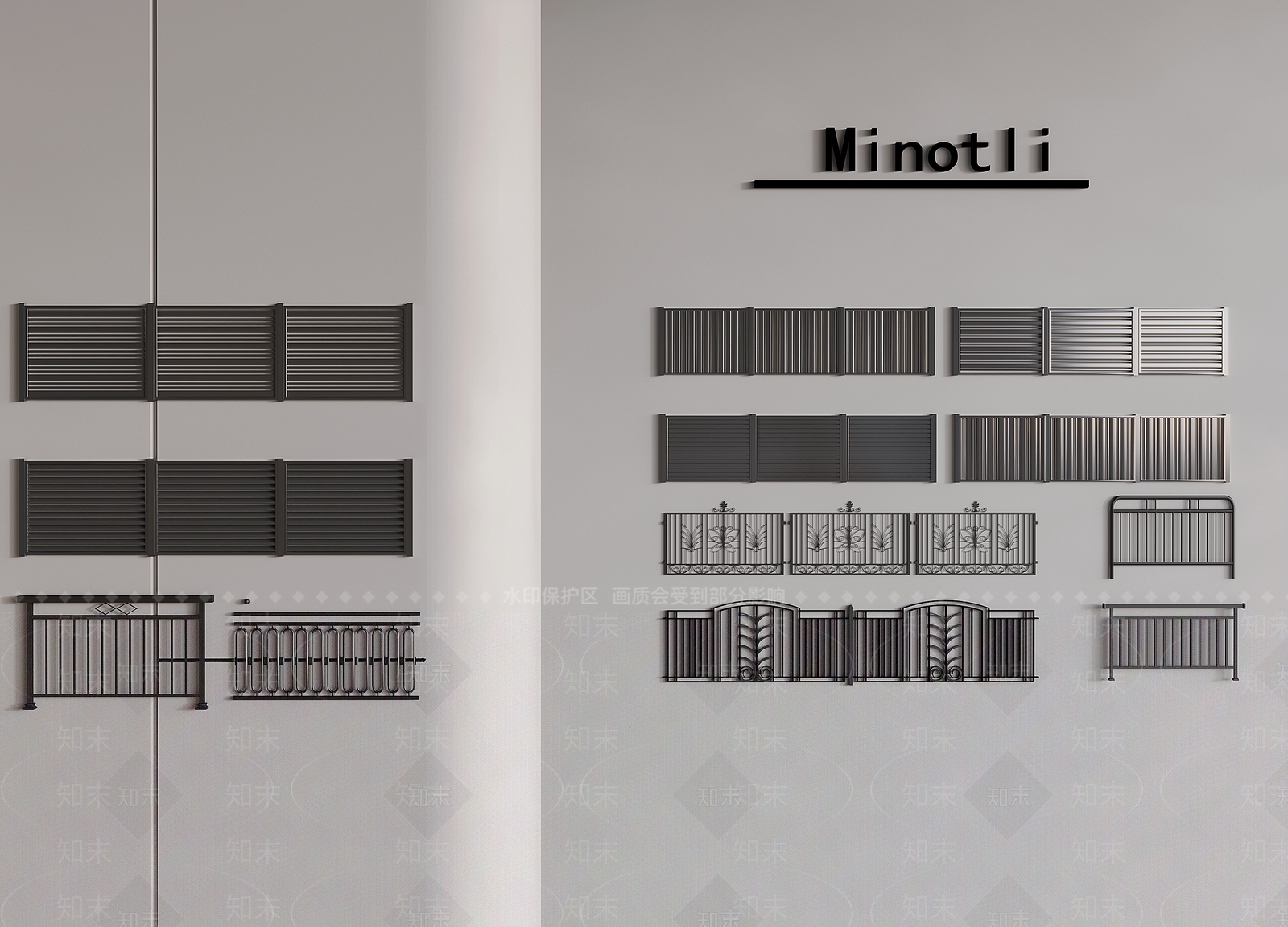 现代栏杆3D模型下载【ID:1199711890】