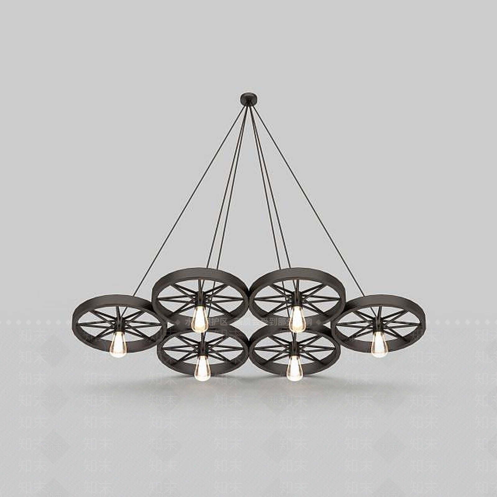 现代复古金属吊灯3D模型下载【ID:1199713242】