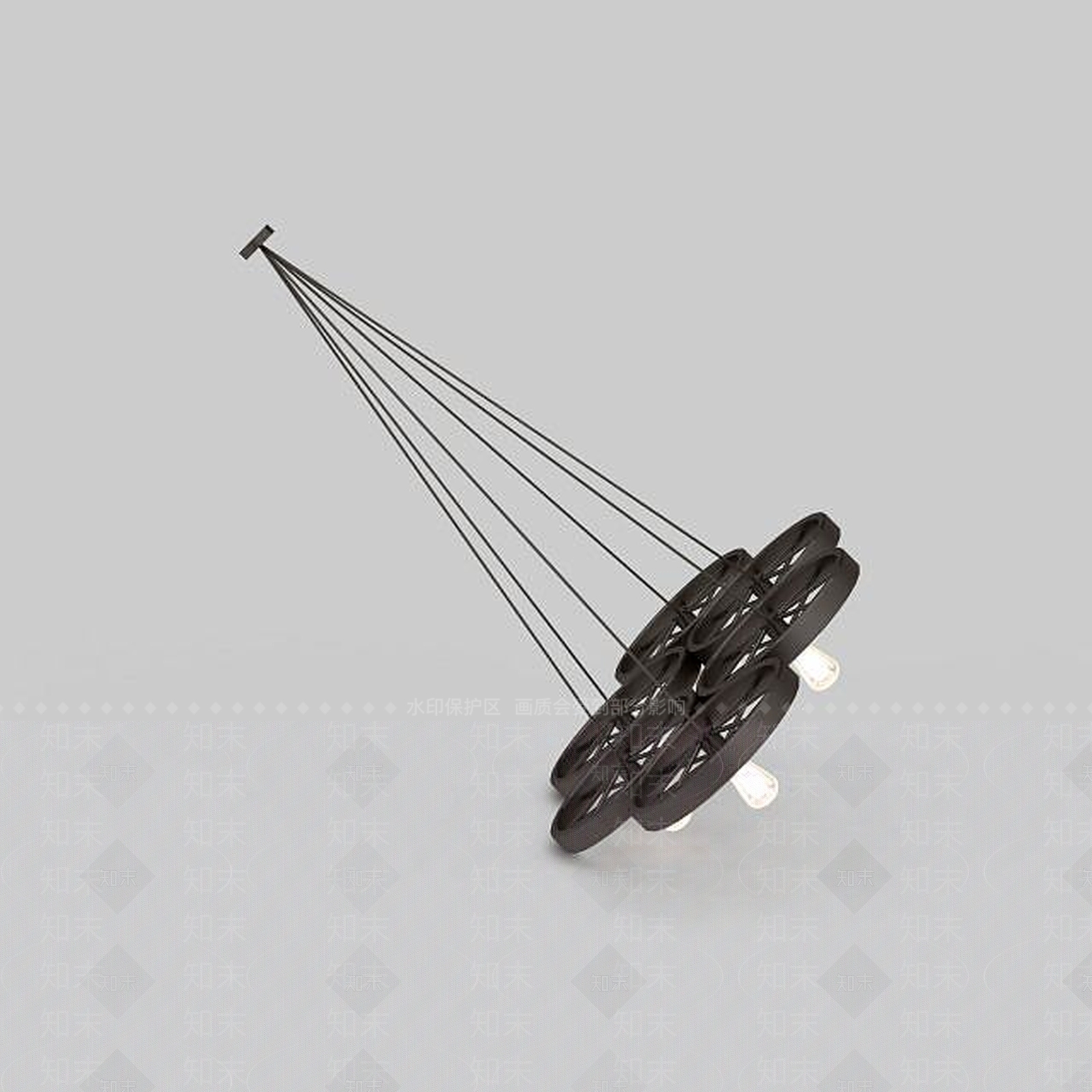 现代复古金属吊灯3D模型下载【ID:1199713242】