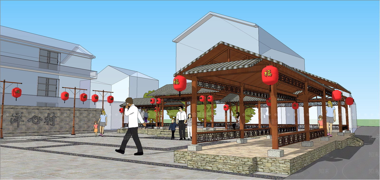 现代广场景观SU模型下载【ID:1199713315】