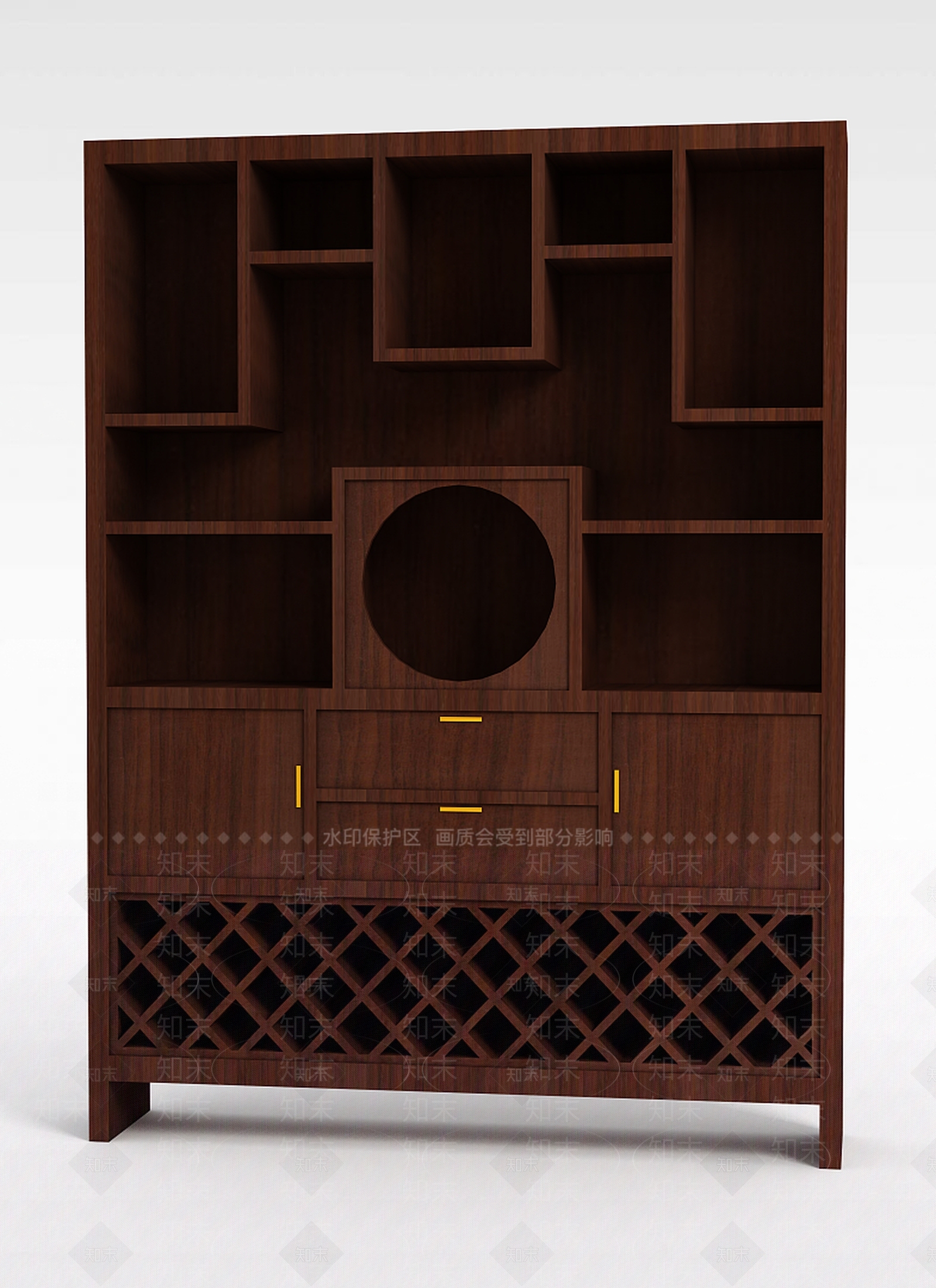 中式实木酒柜3D模型下载【ID:1199715090】