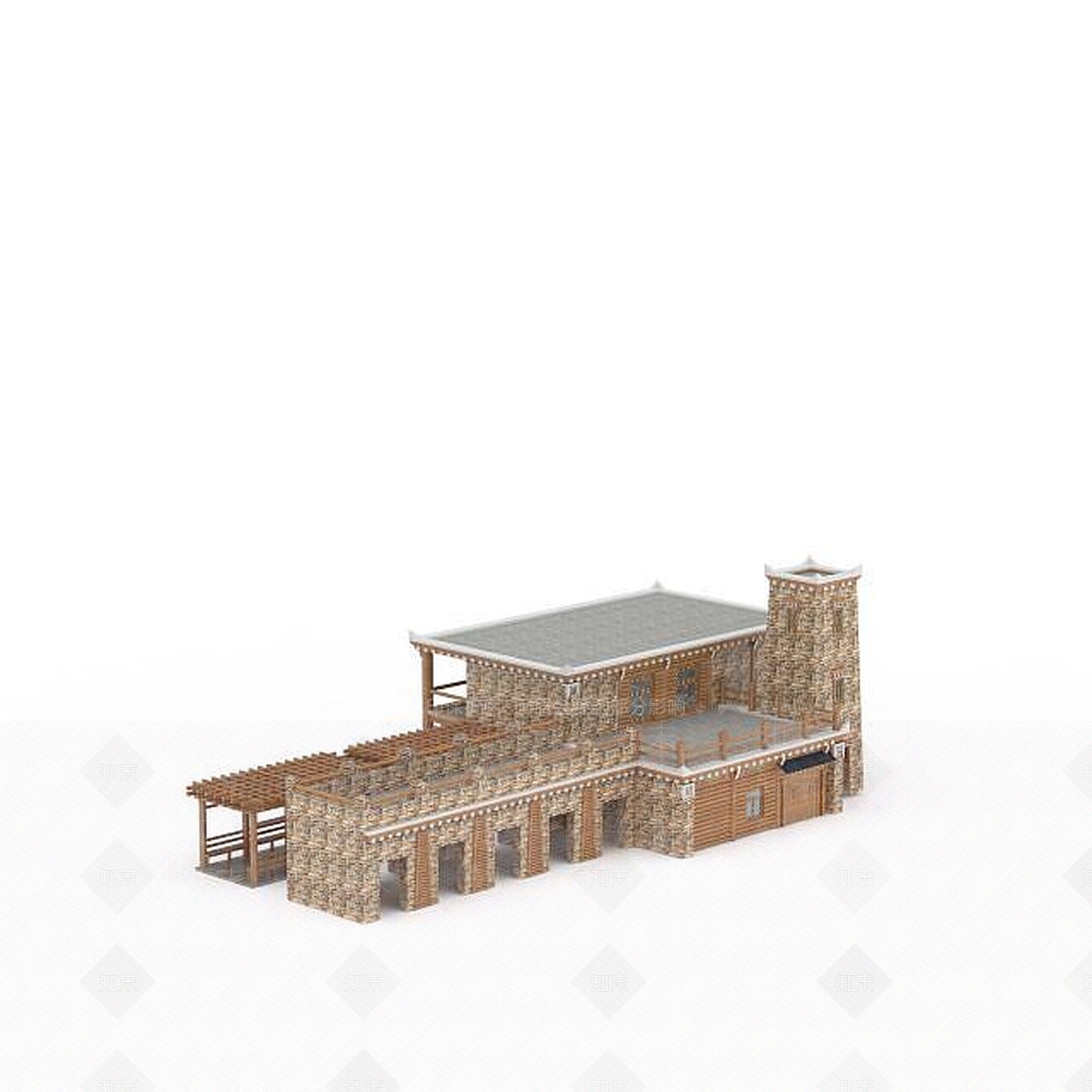 现代藏式民房3D模型下载【ID:1199715472】