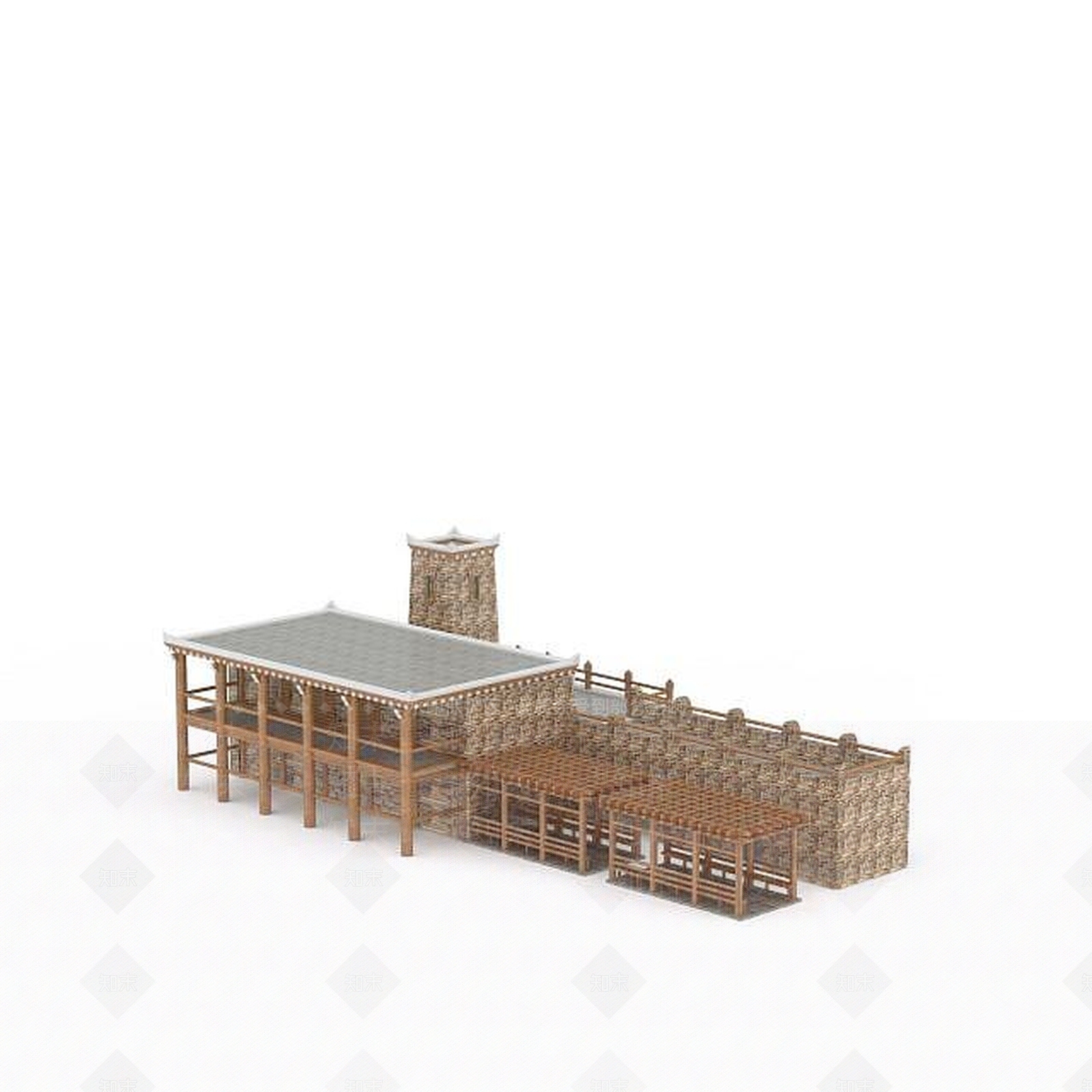 现代藏式民房3D模型下载【ID:1199715472】