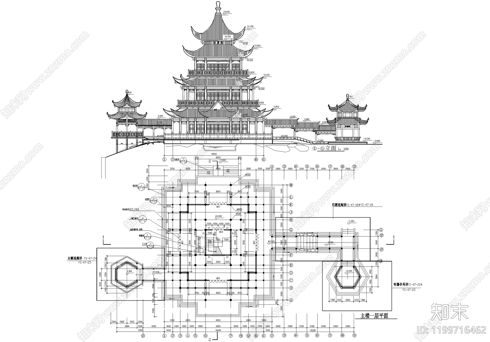 仿古建筑施工图下载【ID:1199716462】