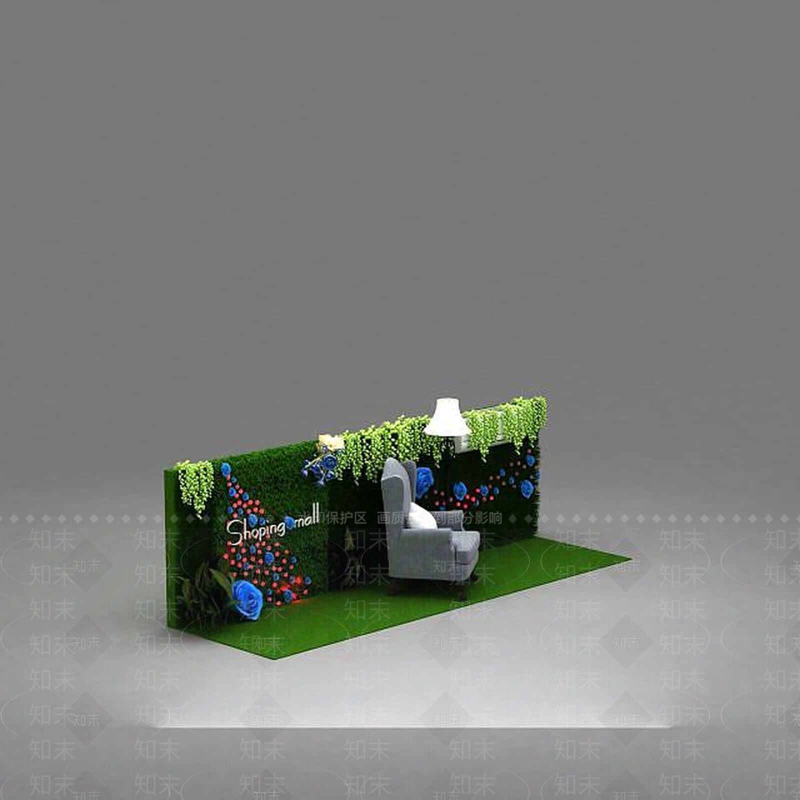 现代商场装饰美陈花墙3D模型下载【ID:1199716870】