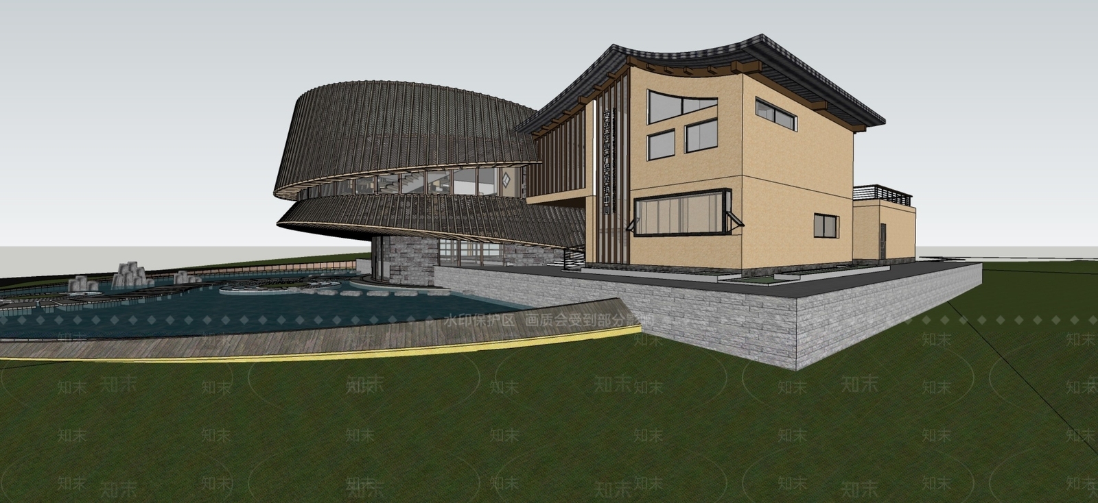 现代风格建筑SU模型下载【ID:1199717437】