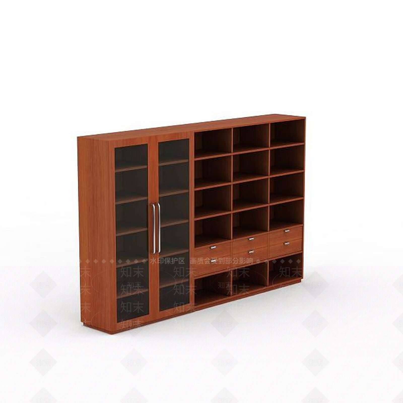 现代大型实木展柜书柜3D模型下载【ID:1199718399】