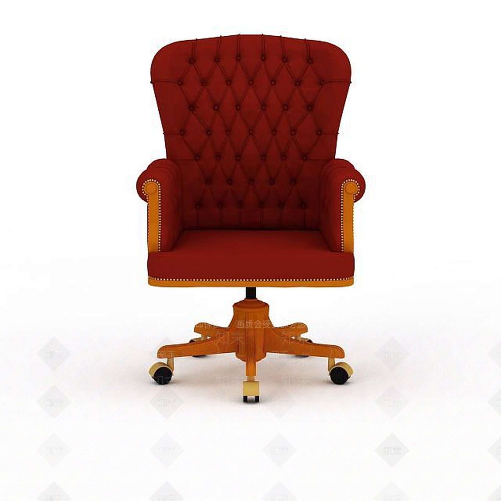 美式时尚红色美式软包办公椅3D模型下载【ID:1199718549】