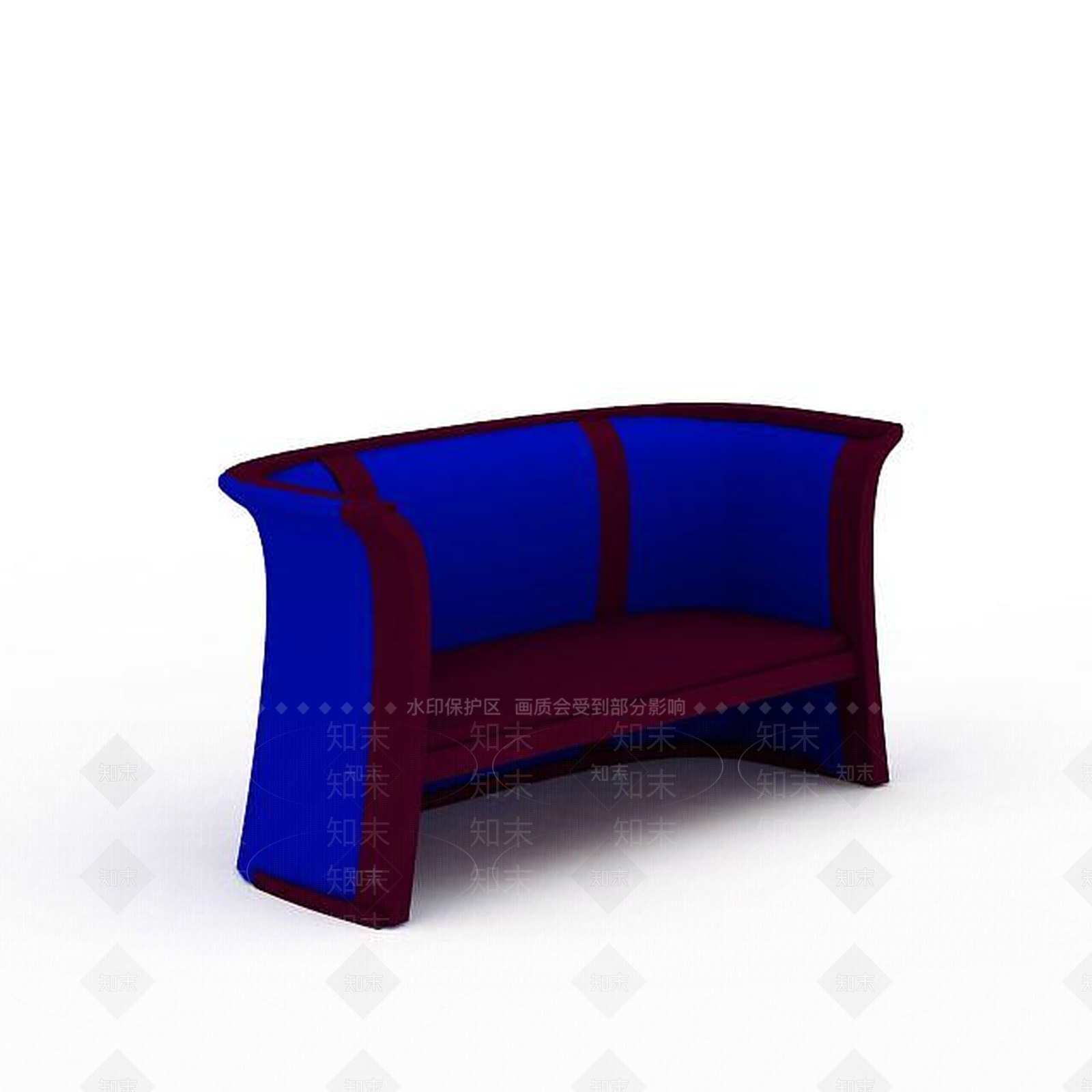 现代时尚蓝红拼色休闲沙发椅3D模型下载【ID:1199720049】