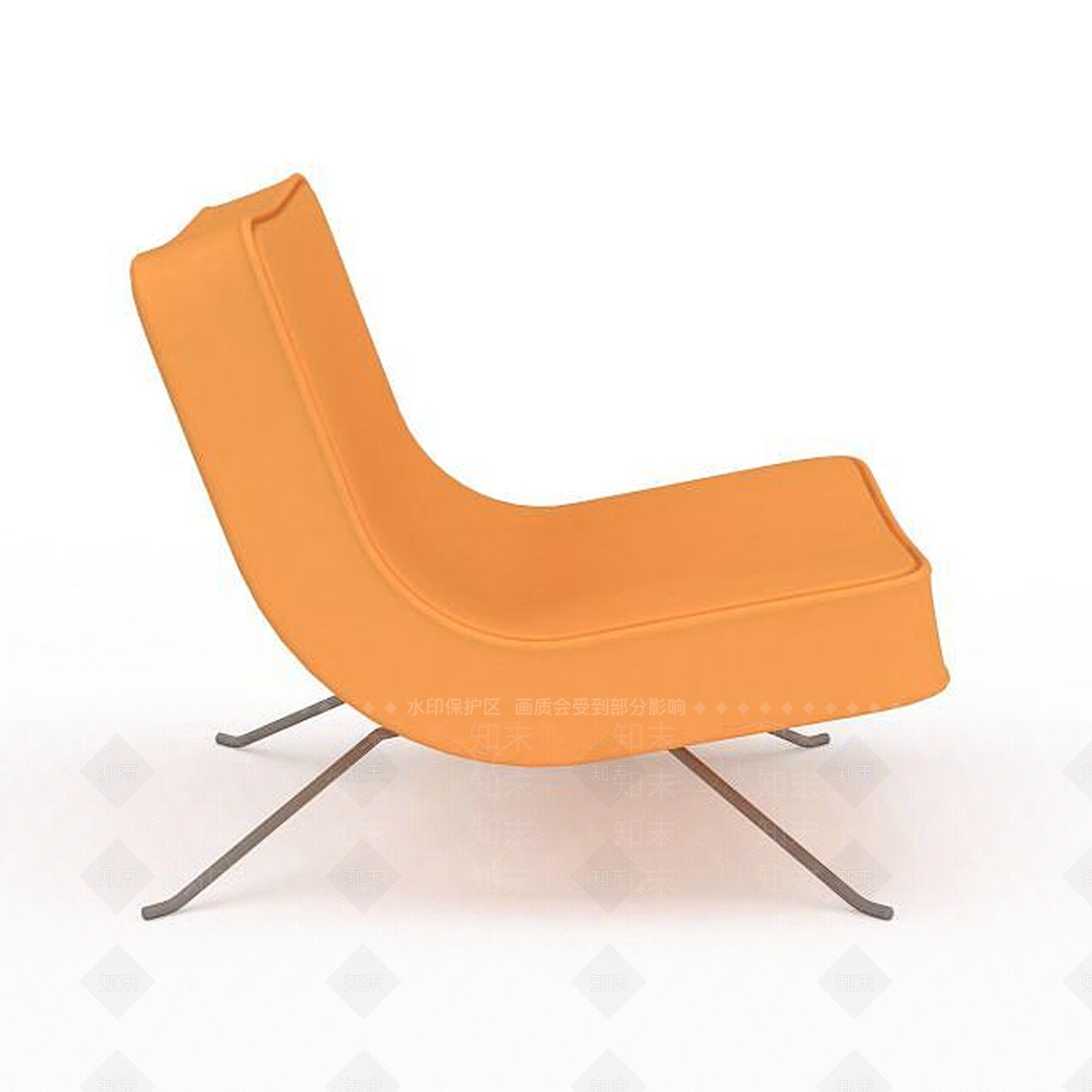 现代橙色休闲沙发椅3D模型下载【ID:1199720433】