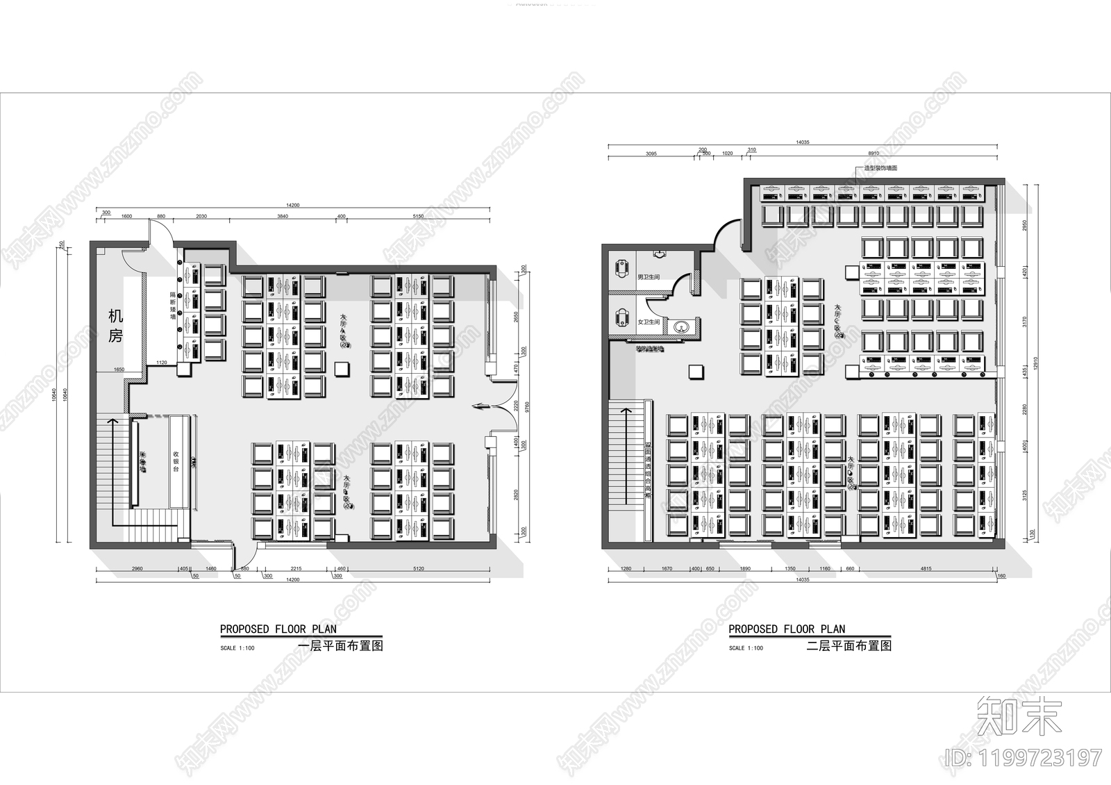 现代网吧cad施工图下载【ID:1199723197】