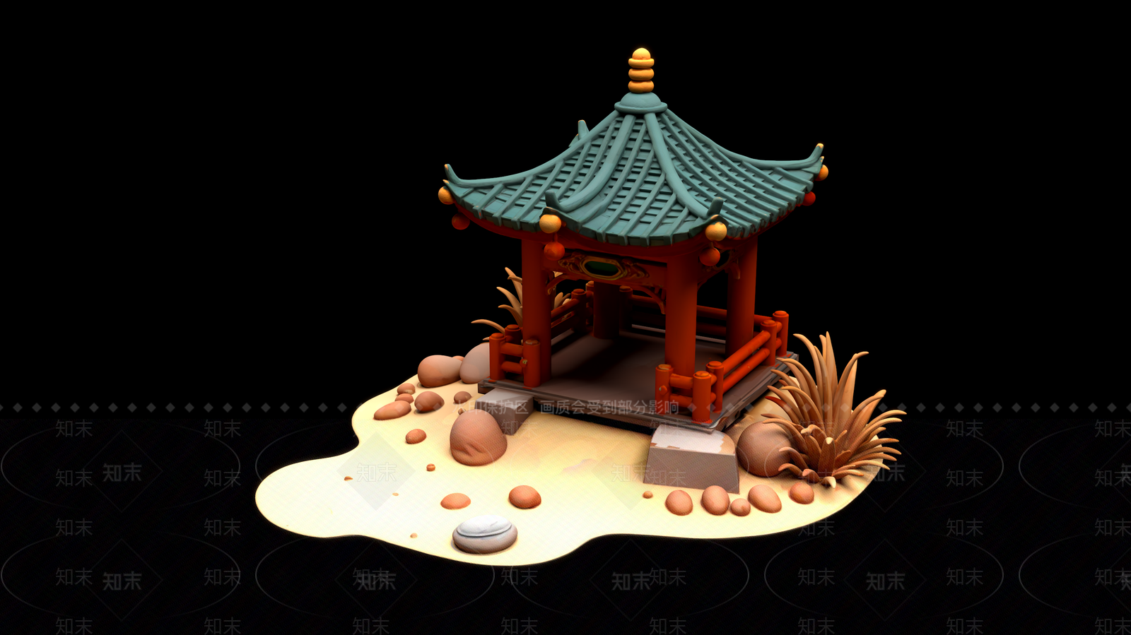 中式艺术风格建筑3D模型下载【ID:1199723490】