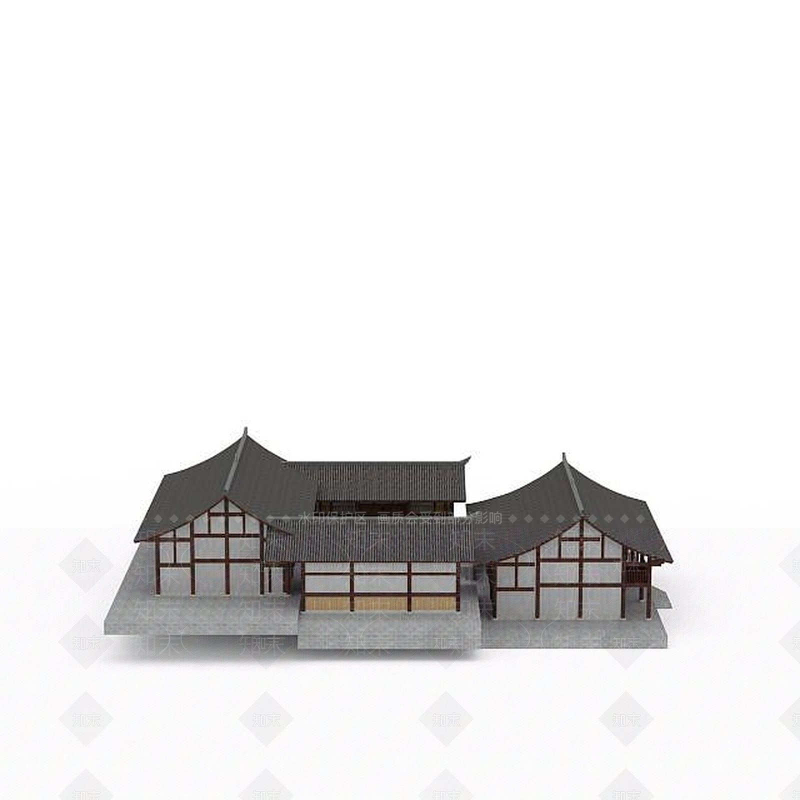 现代古建四合院3D模型下载【ID:1199723987】