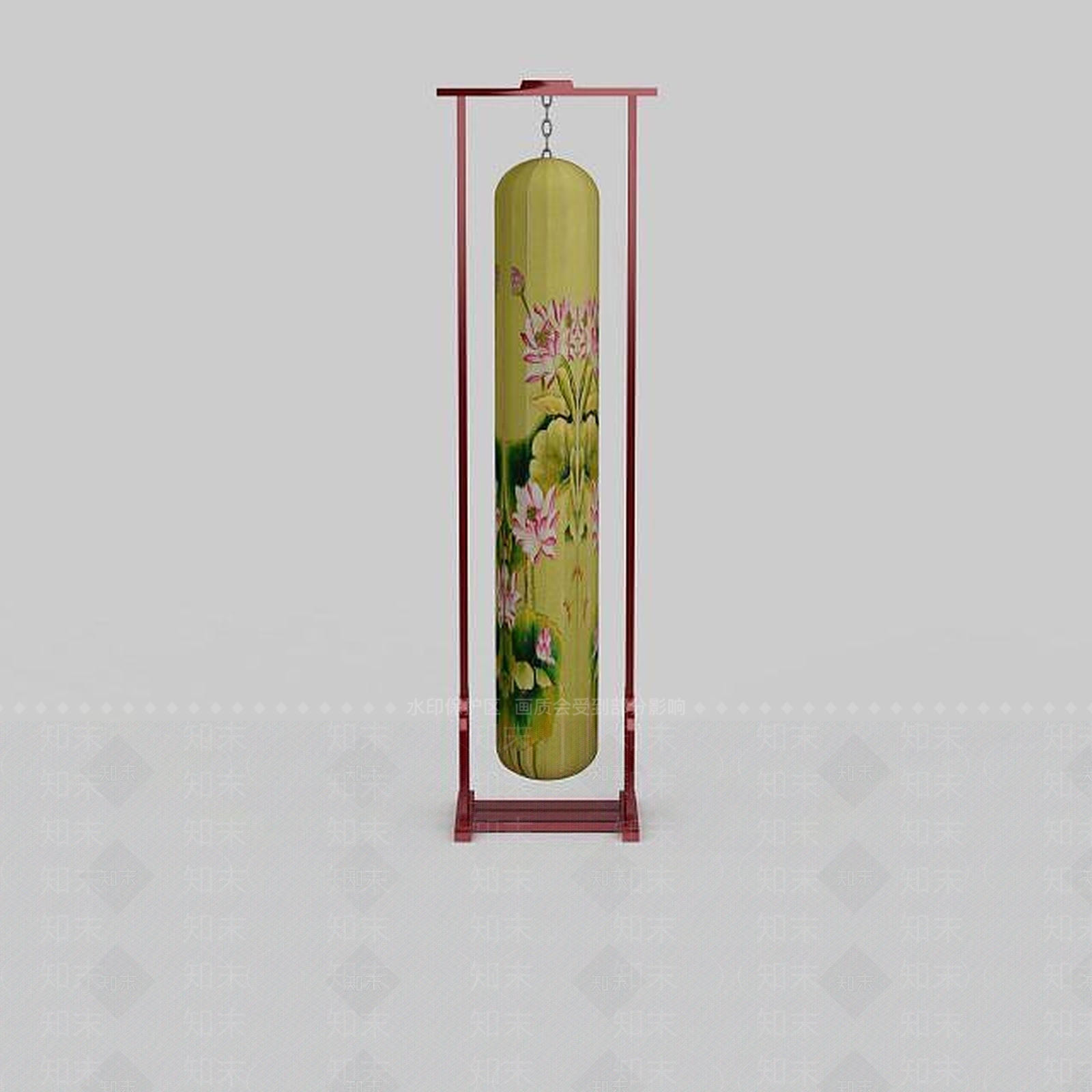 中式印花落地灯3D模型下载【ID:1199724158】