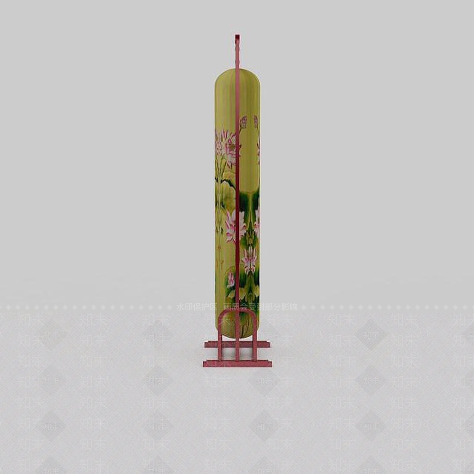 中式印花落地灯3D模型下载【ID:1199724158】