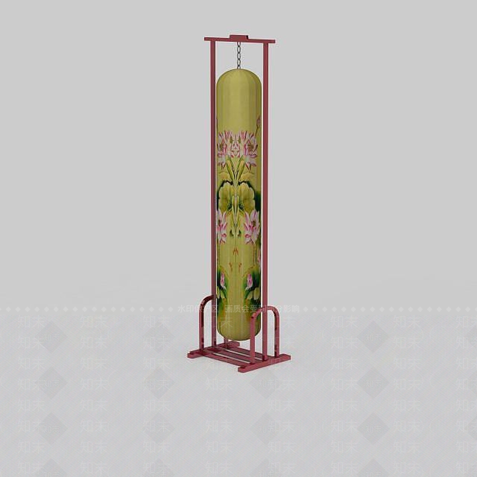 中式印花落地灯3D模型下载【ID:1199724158】