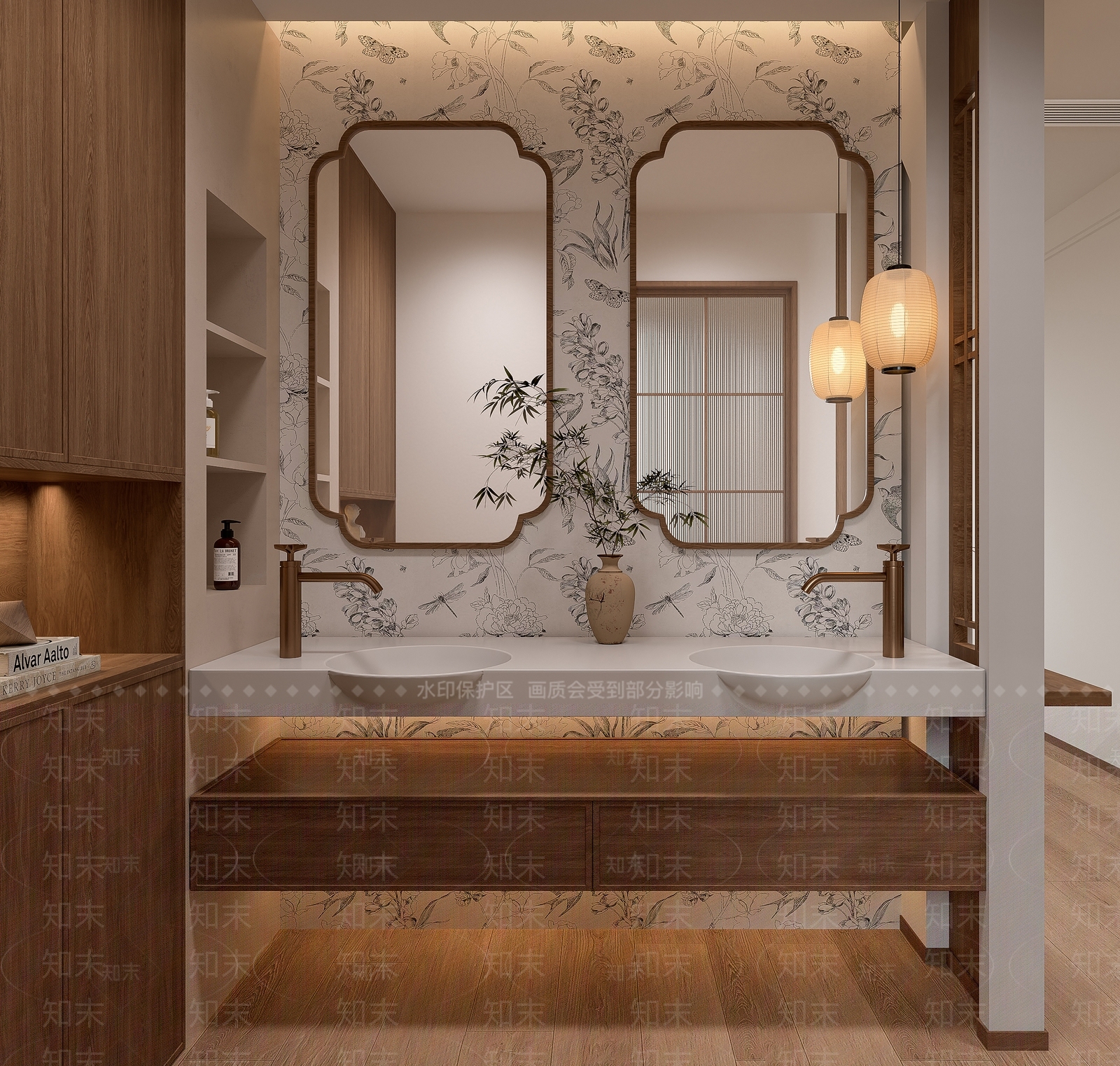 新中式原木卫生间3D模型下载【ID:1199725052】