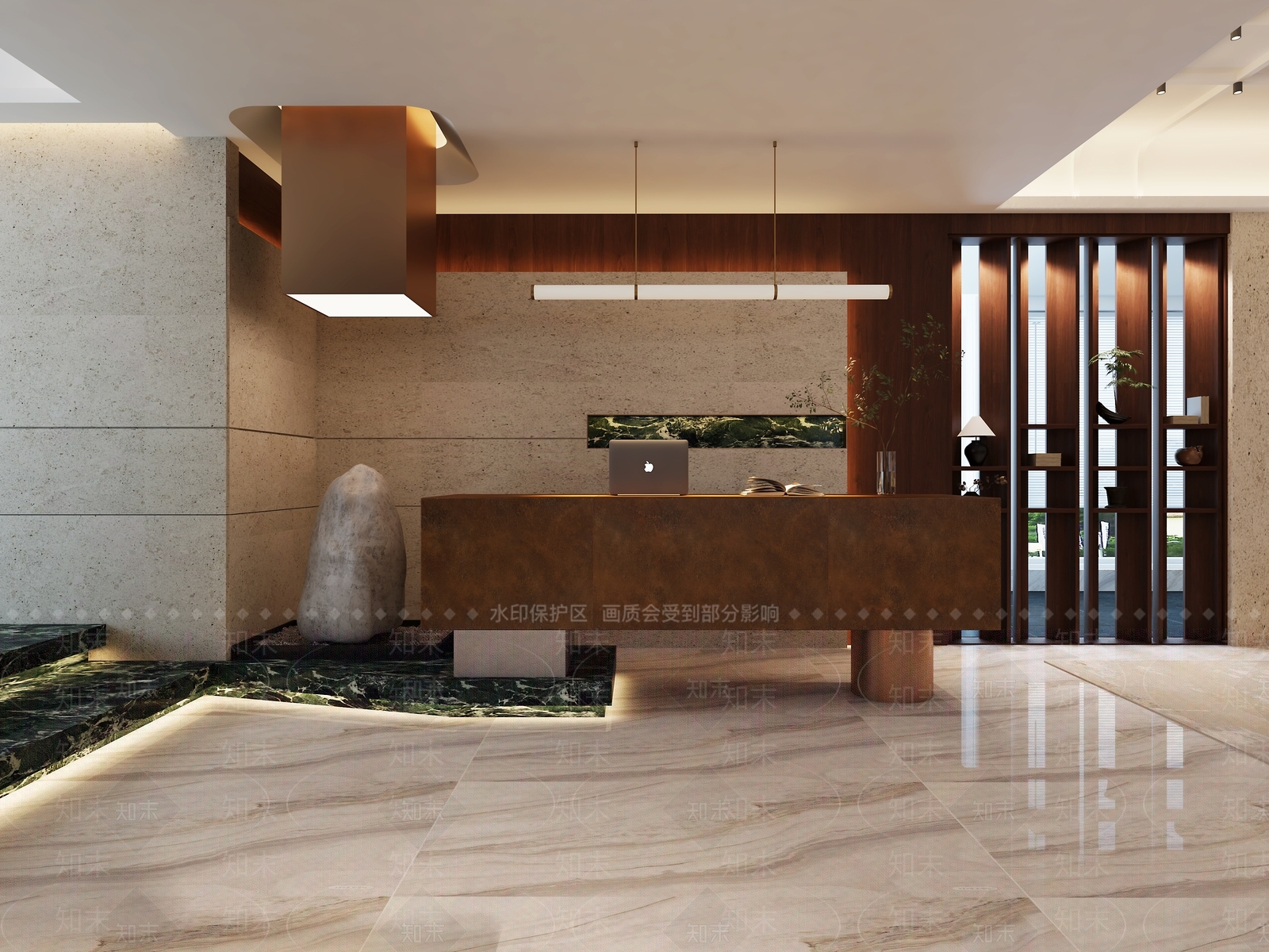 现代新中式办公大厅3D模型下载【ID:1199725959】