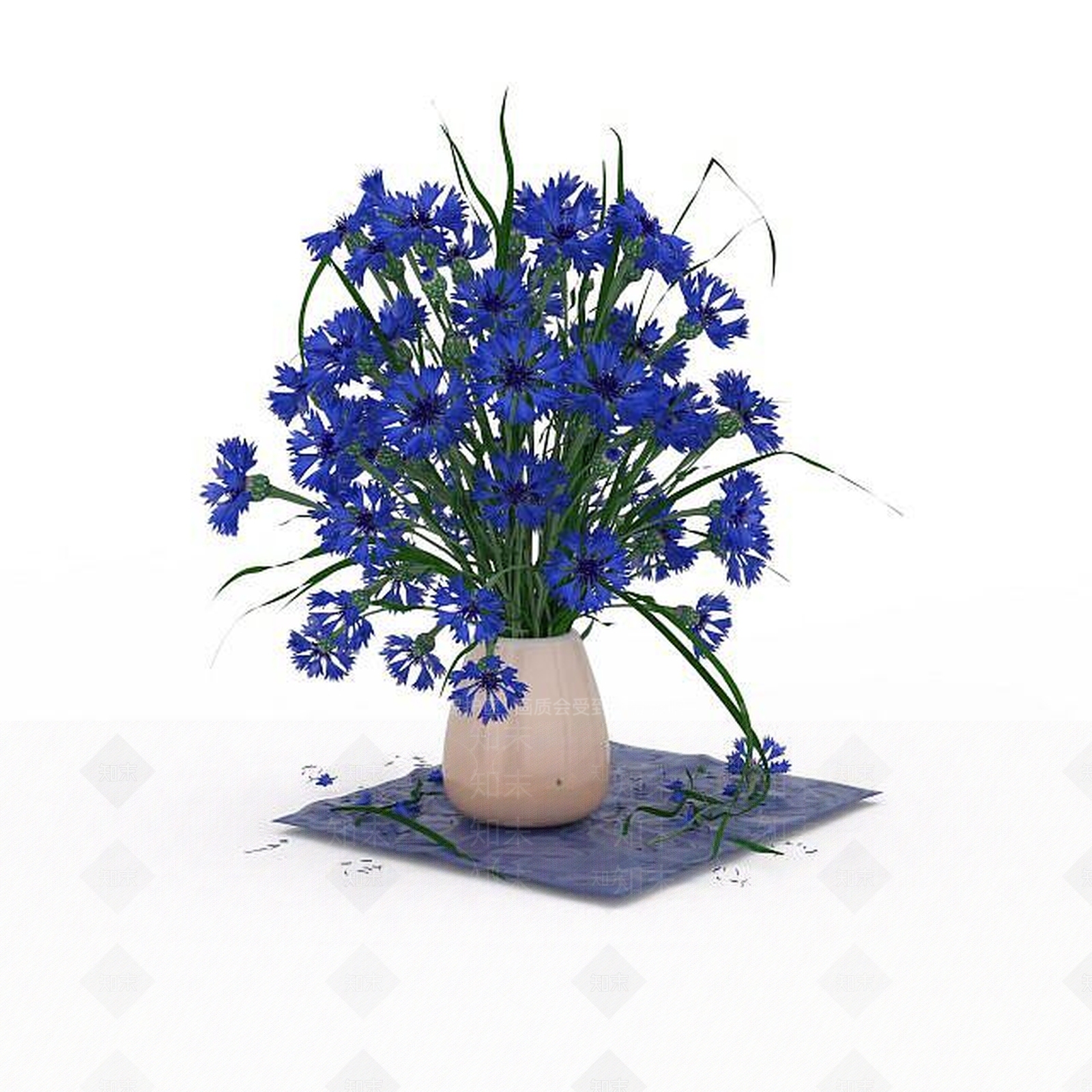 现代蓝色插花装饰3D模型下载【ID:1199727213】