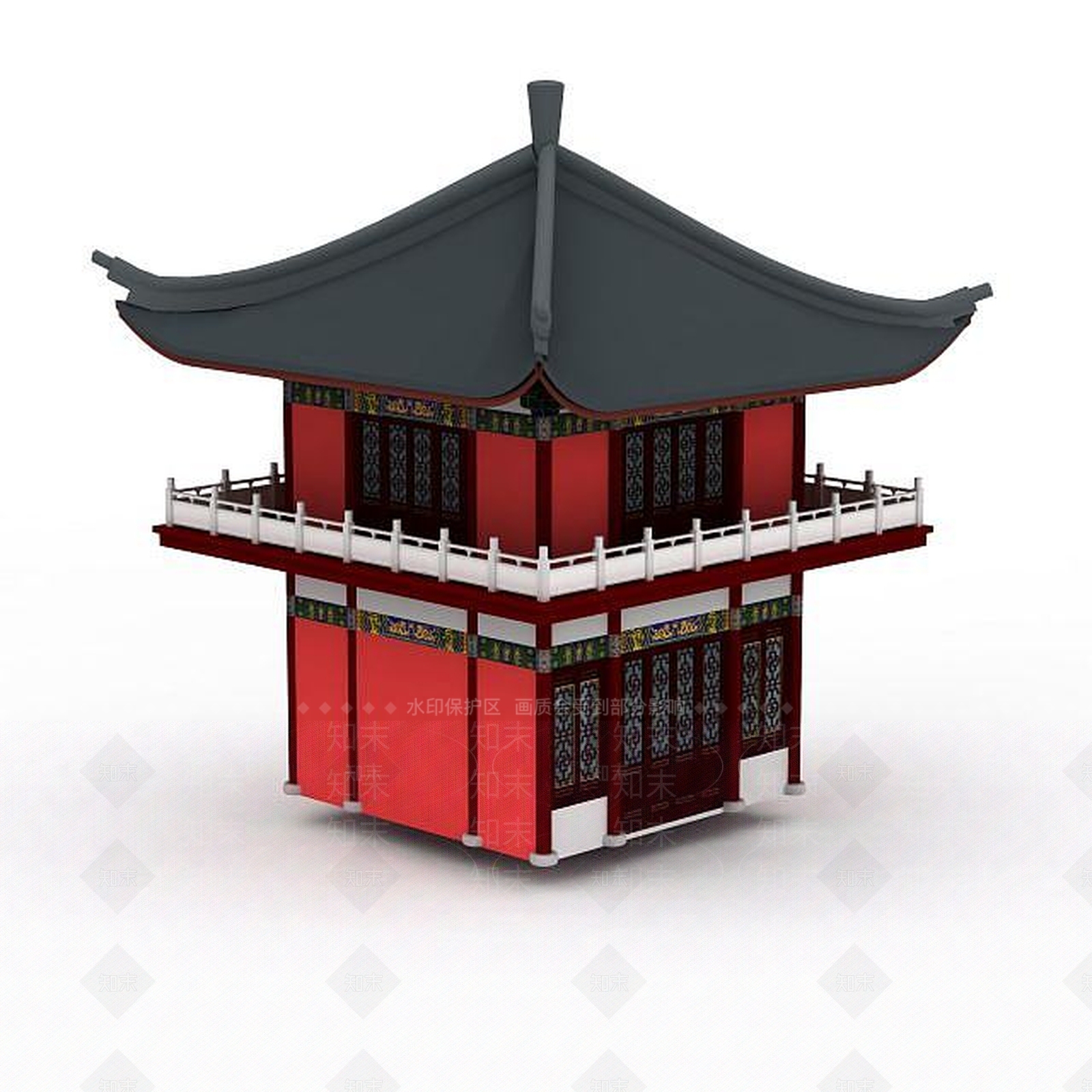 现代古建钟楼3D模型下载【ID:1199727611】