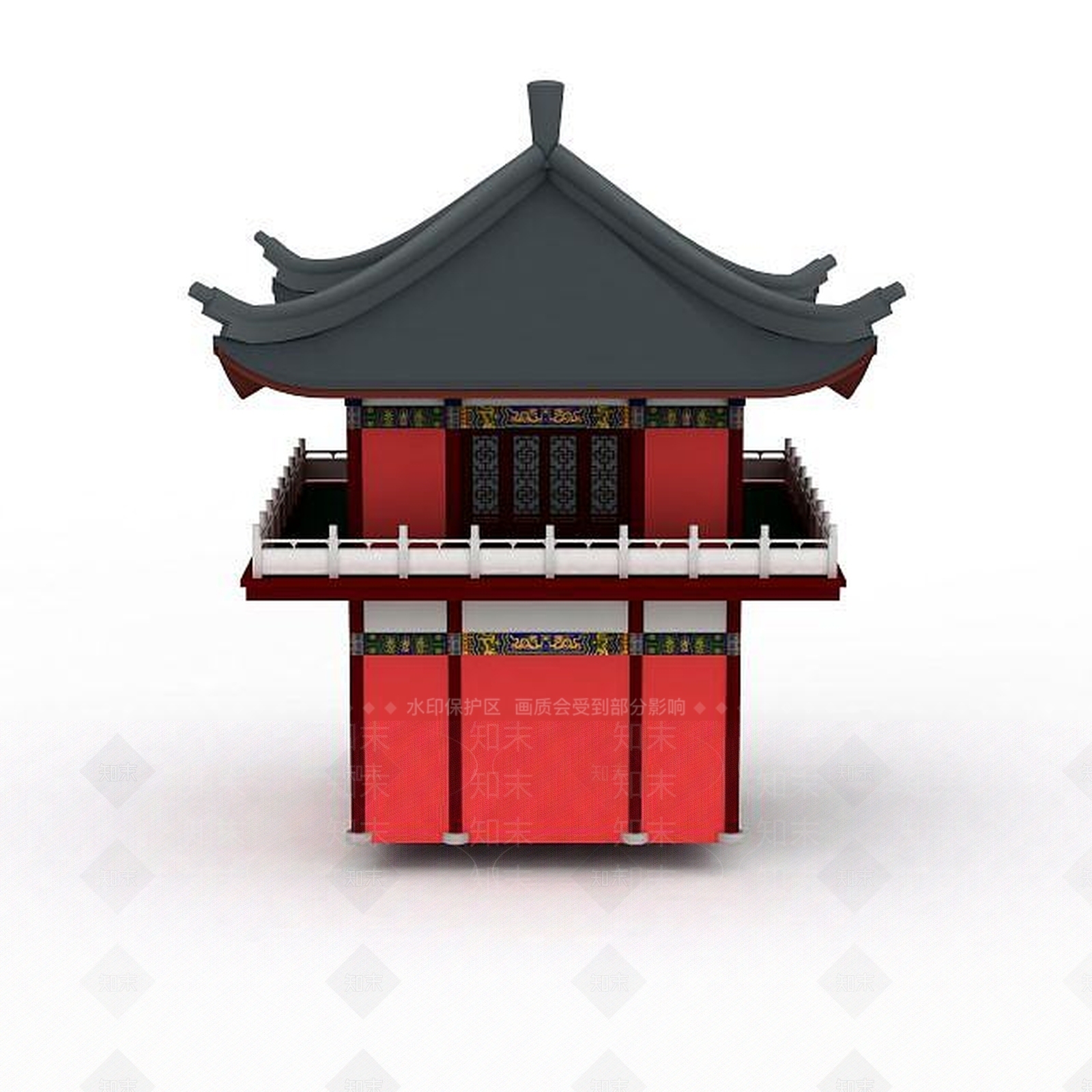 现代古建钟楼3D模型下载【ID:1199727611】