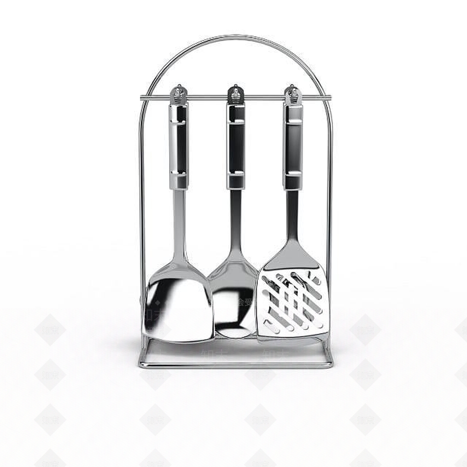 现代不锈钢厨具组合3D模型下载【ID:1199727865】