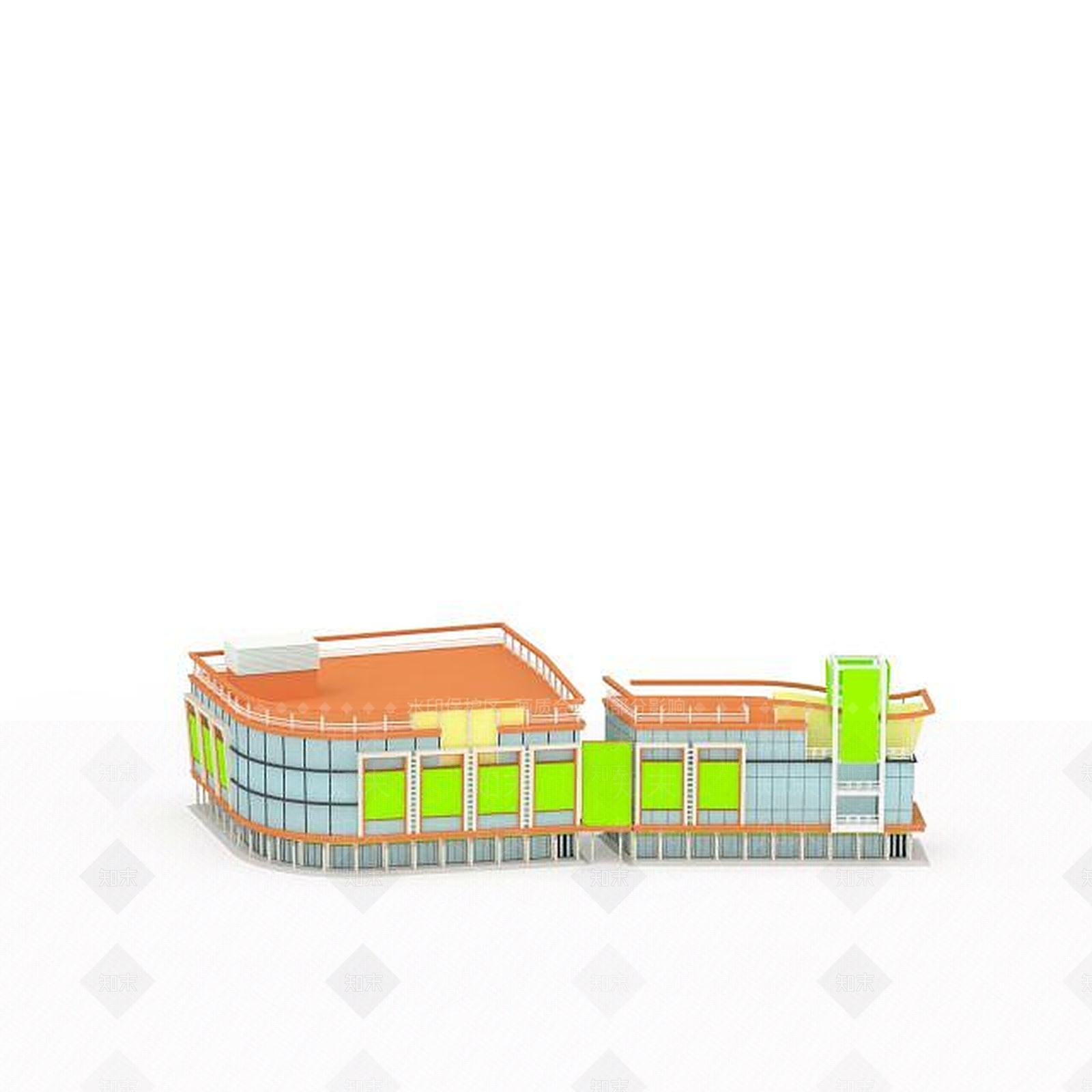 现代商业街3D模型下载【ID:1199728067】