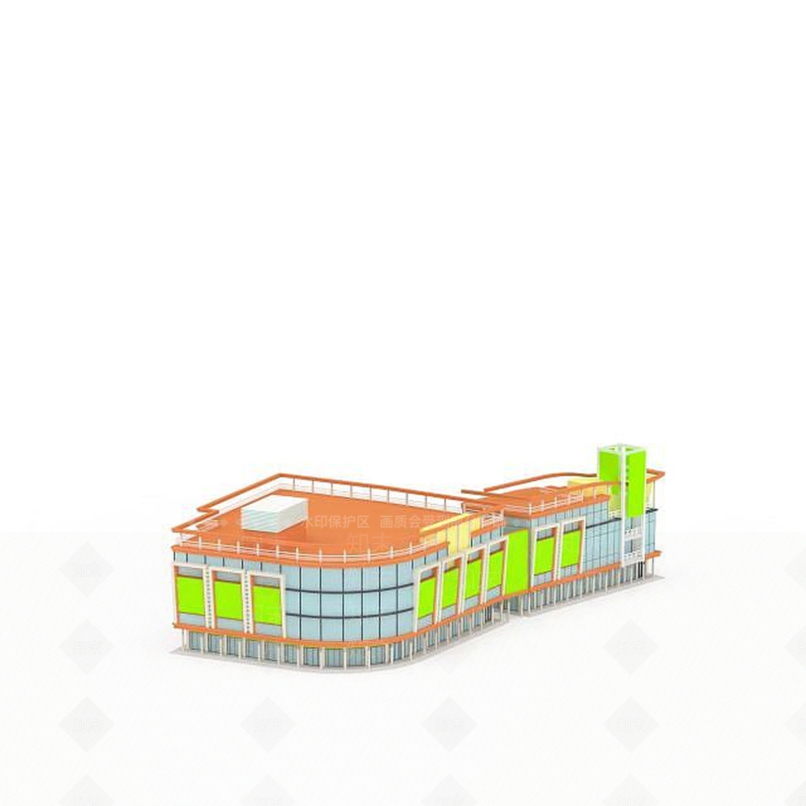 现代商业街3D模型下载【ID:1199728067】