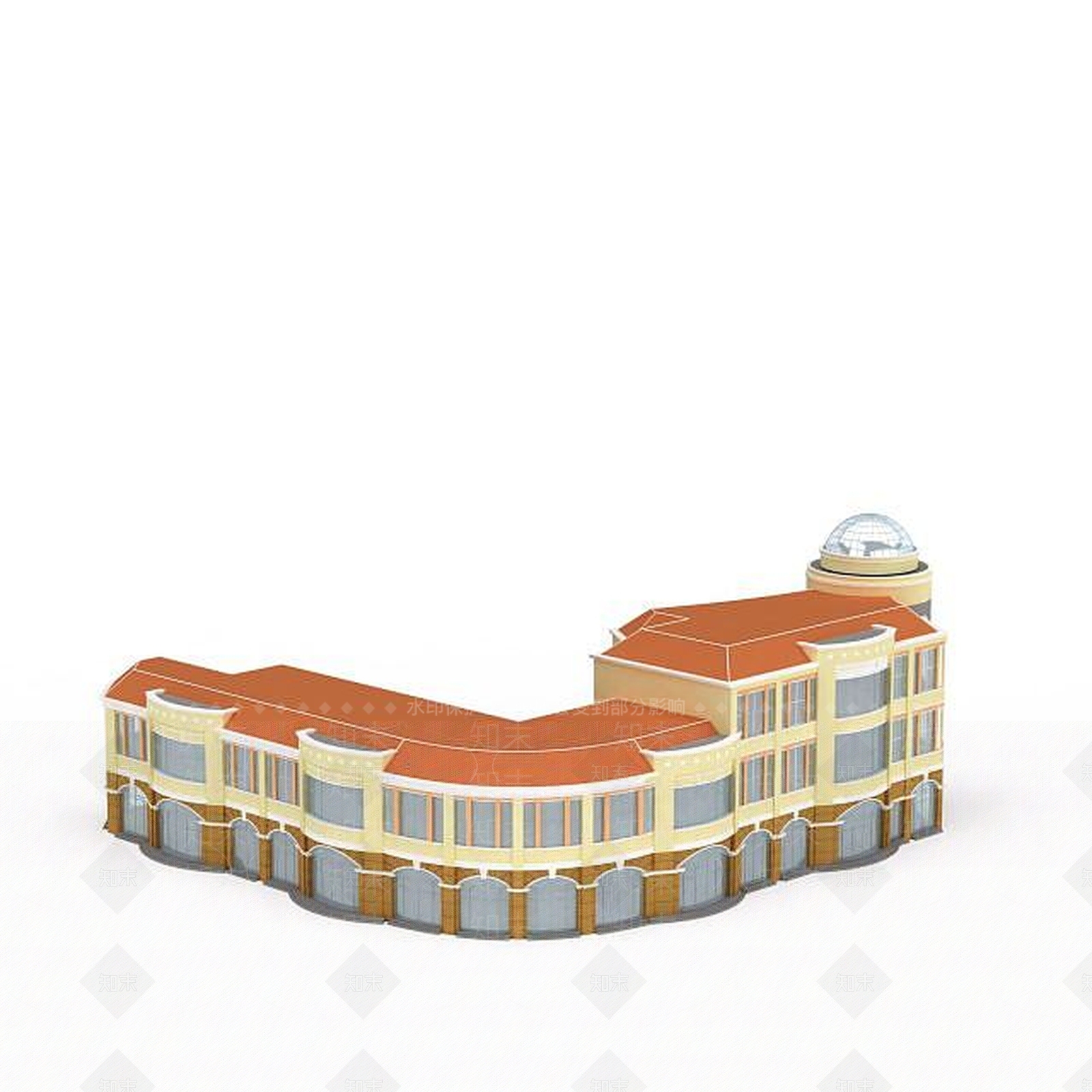 现代豪华酒店大楼3D模型下载【ID:1199730609】