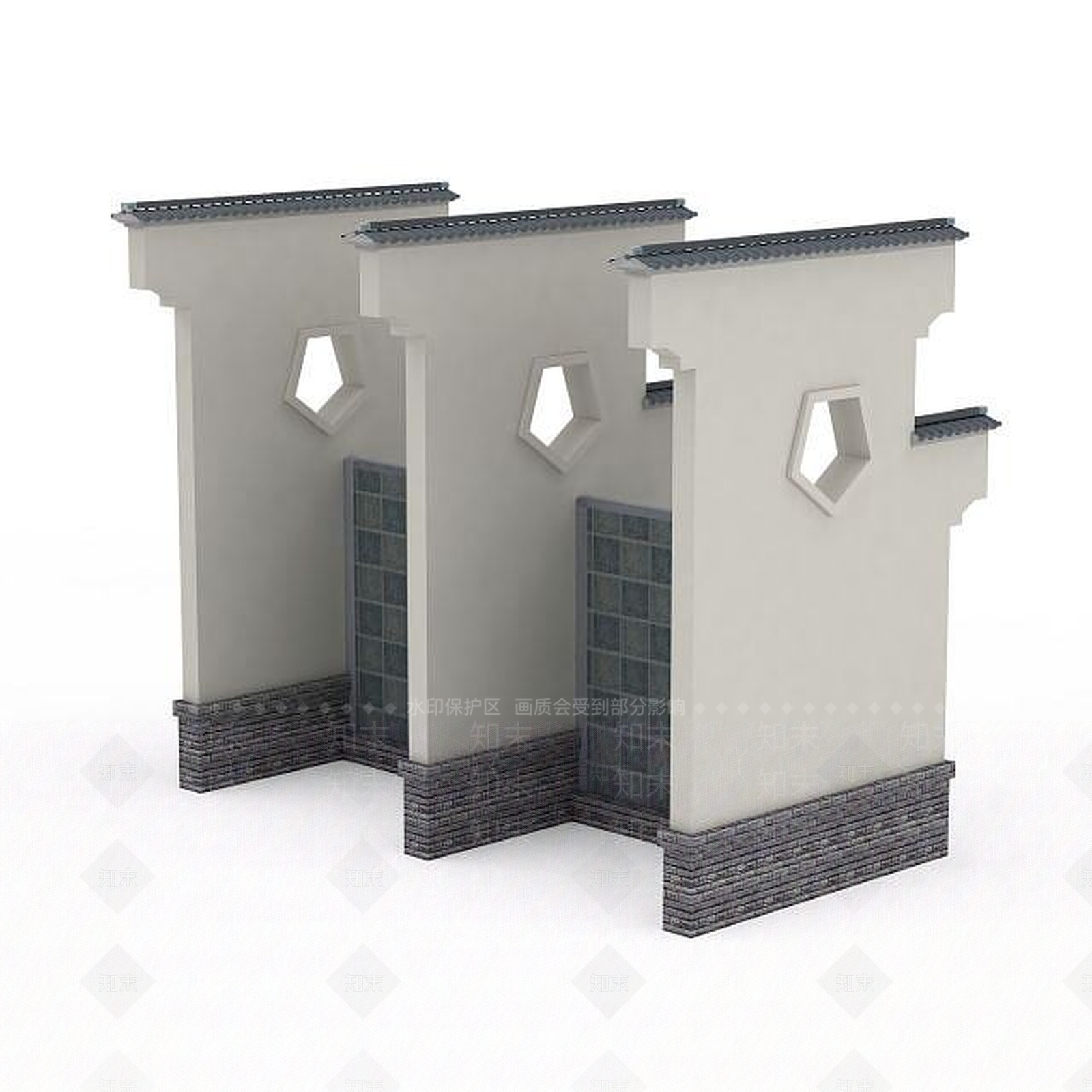 现代徽派建筑景墙3D模型下载【ID:1199731082】