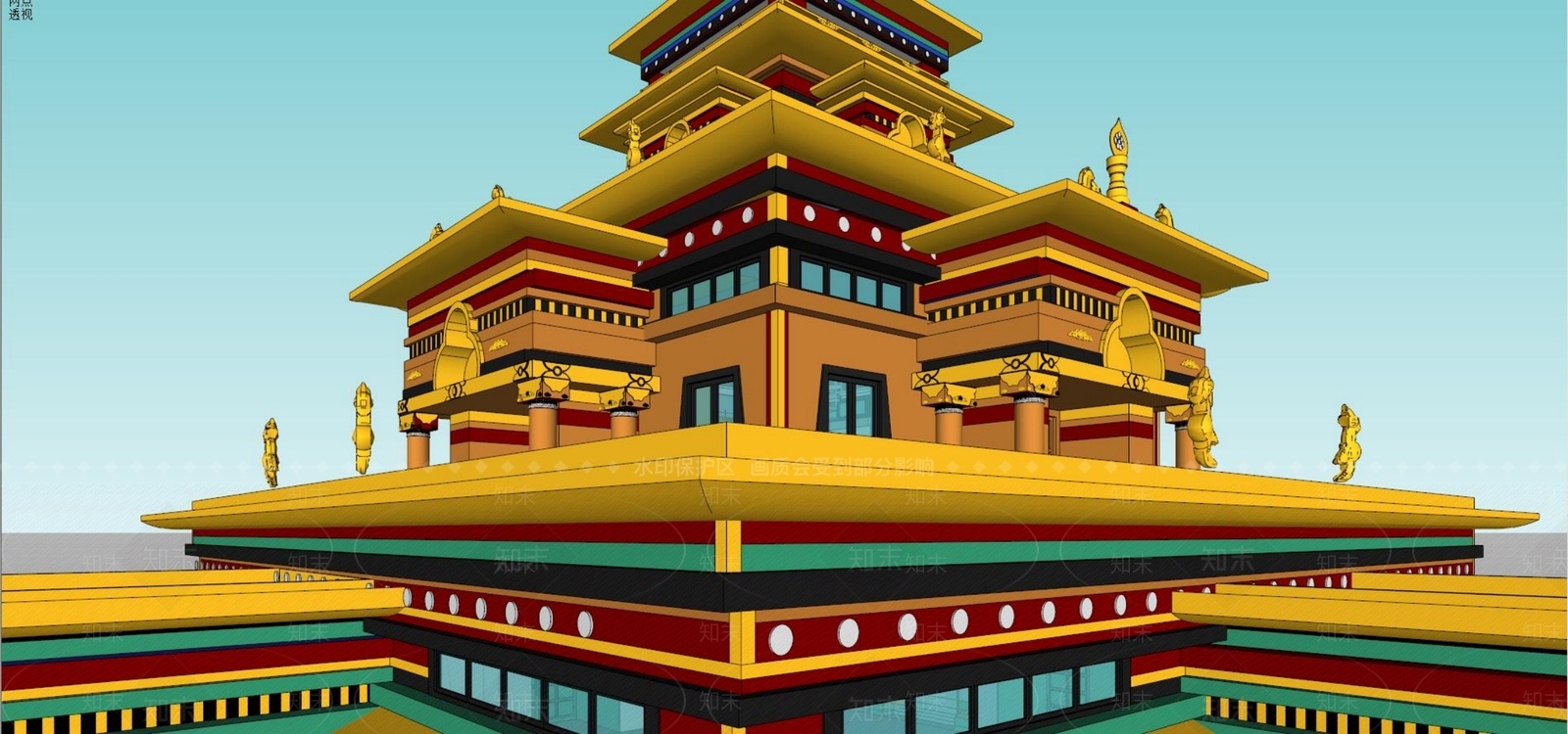 现代禅意古建筑SU模型下载【ID:1199732498】