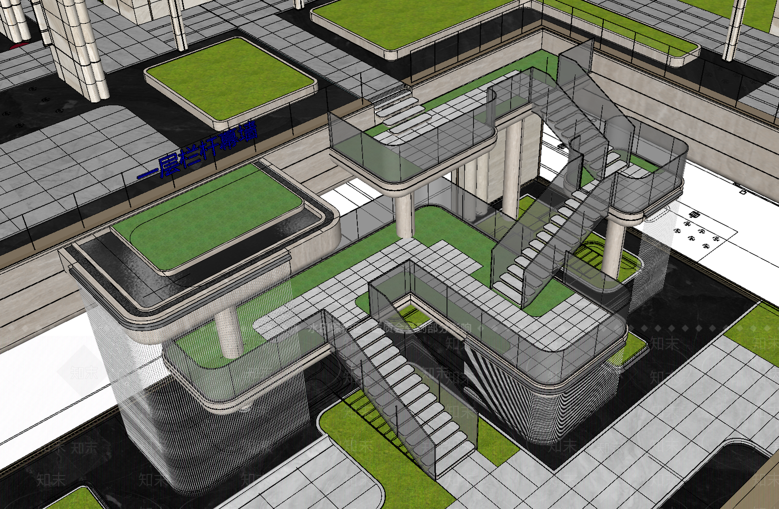 现代法式栏杆扶手SU模型下载【ID:1199733564】