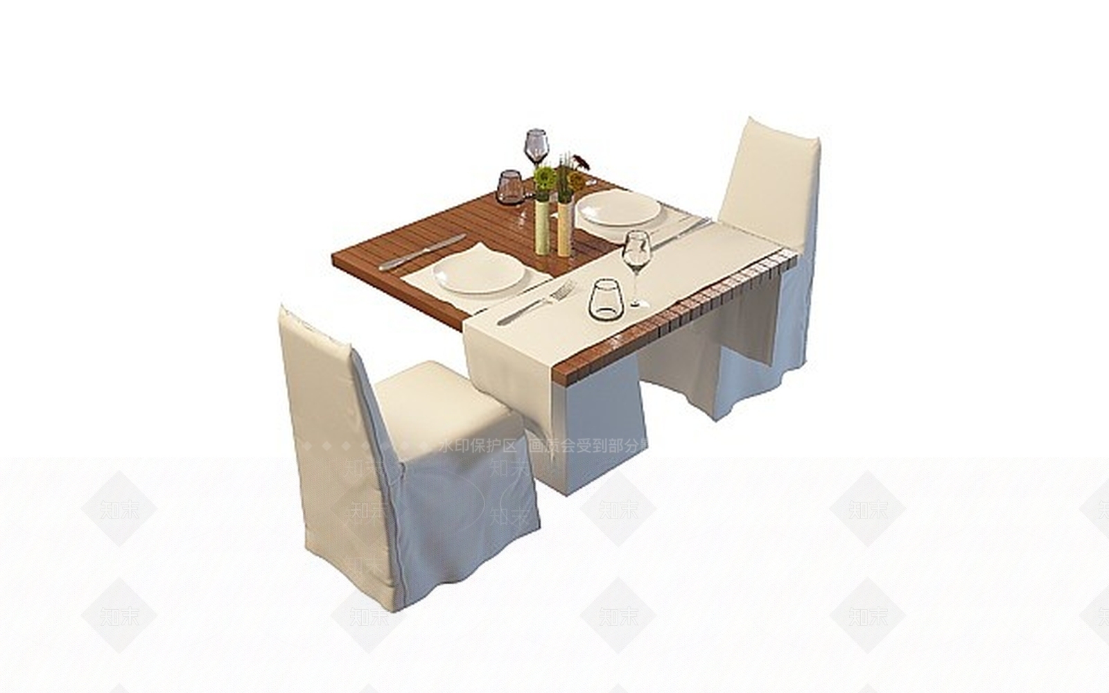 现代西式餐厅桌椅3D模型下载【ID:1199733591】