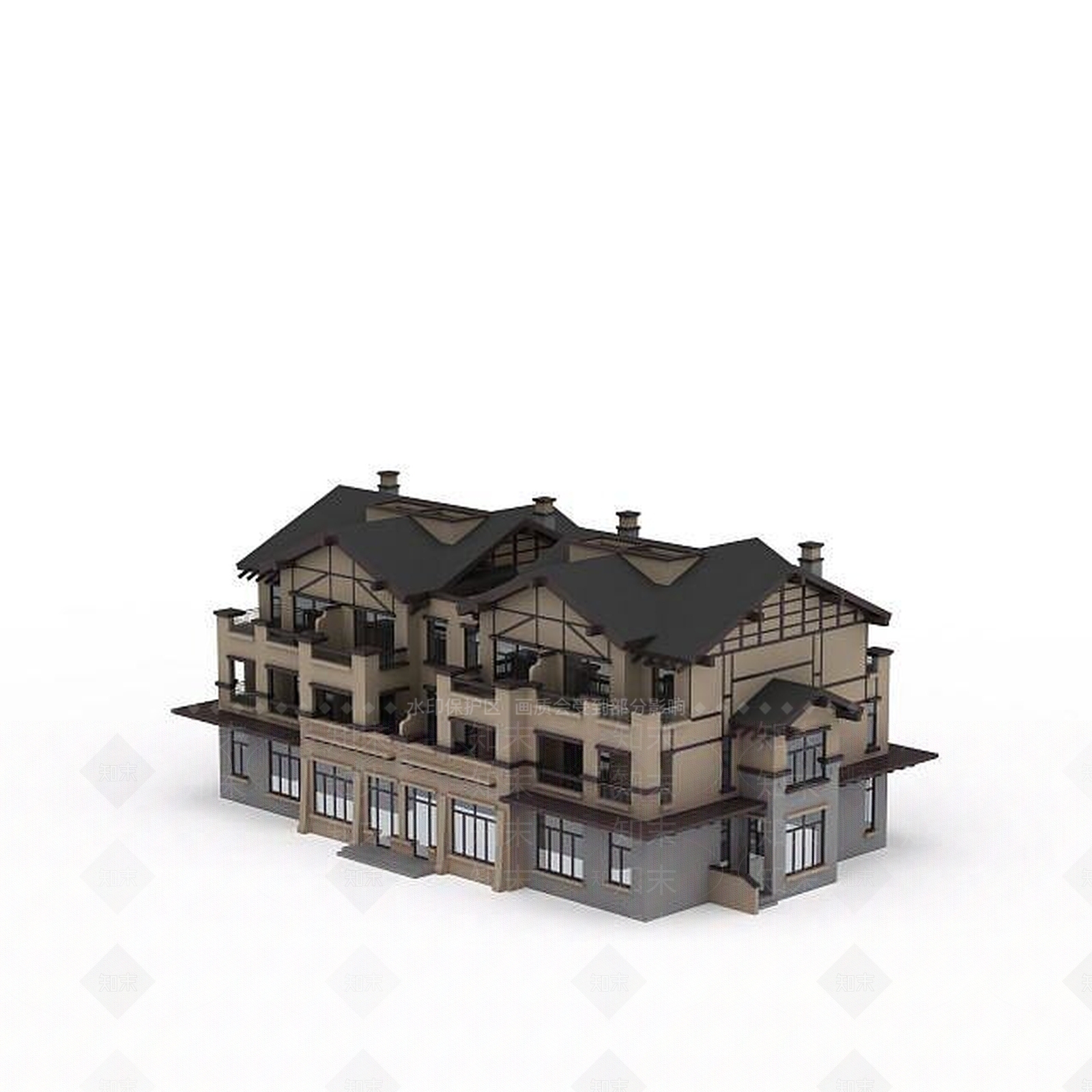 欧式古典欧式房屋建筑3D模型下载【ID:1199734571】