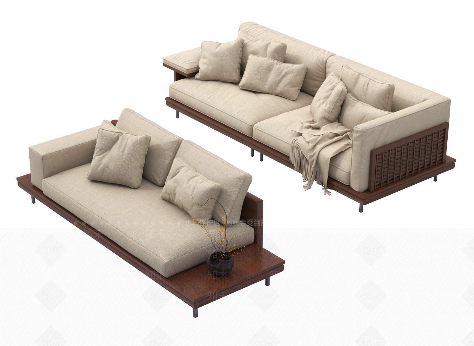 侘寂沙发组合3D模型下载【ID:1199745714】