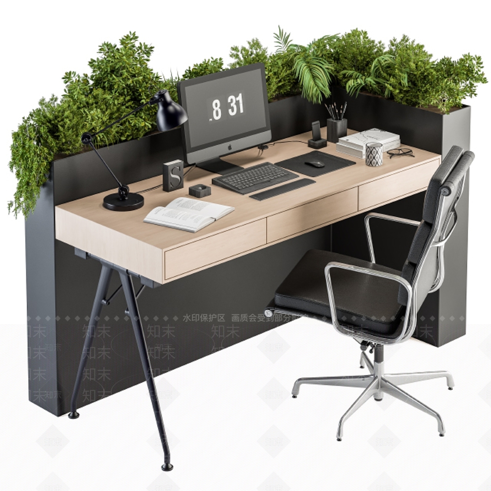 办公桌椅3D模型下载【ID:1199745789】