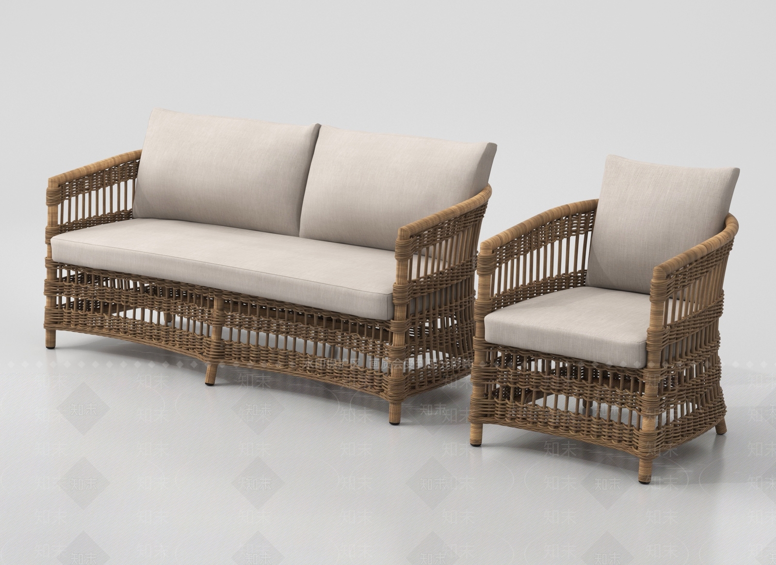 侘寂沙发组合3D模型下载【ID:1199746637】