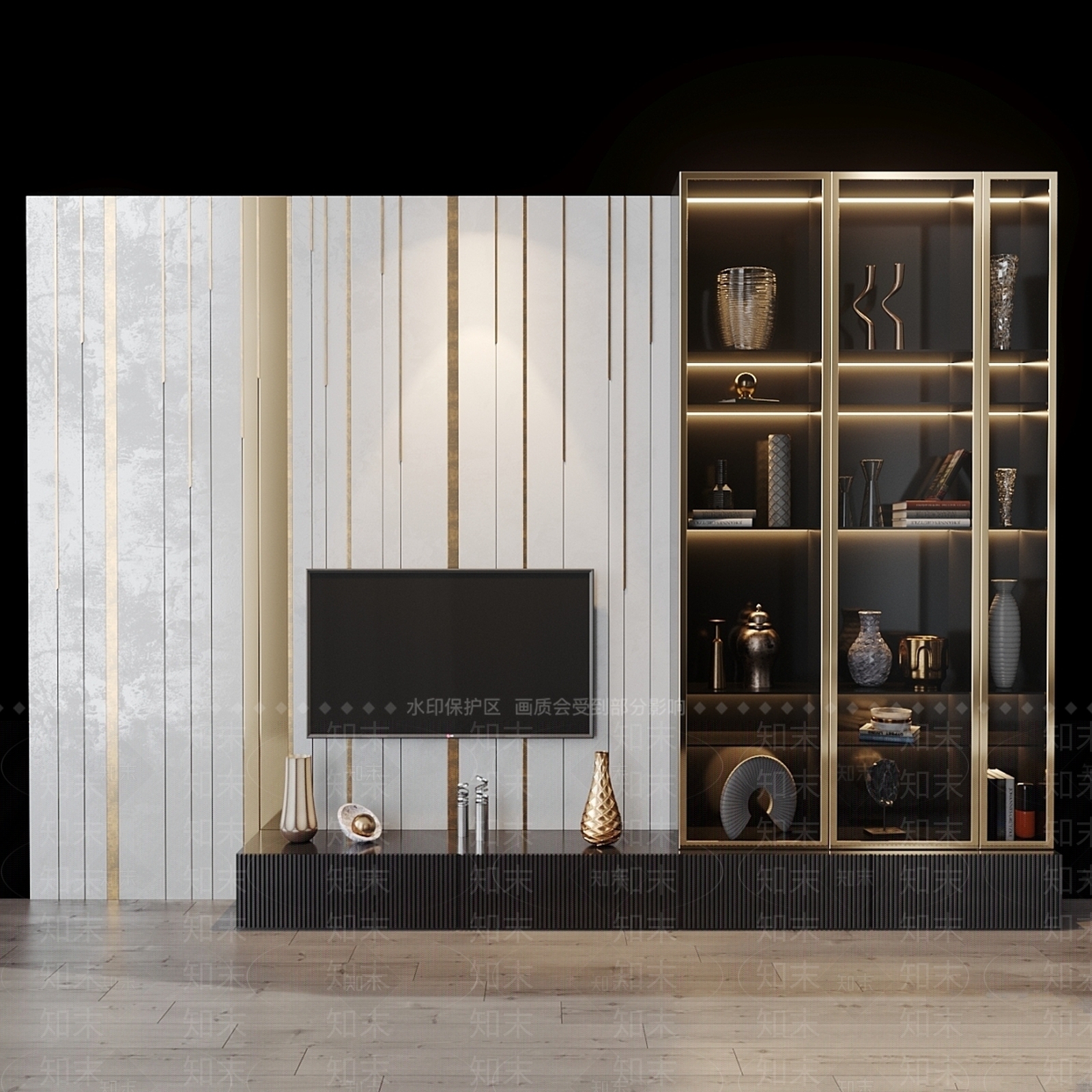 电视背景墙3D模型下载【ID:1199747373】