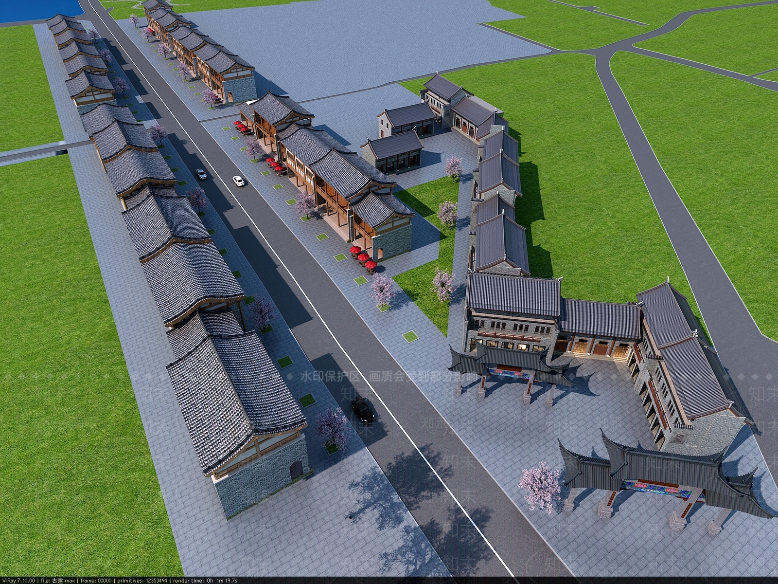 中式中古古建3D模型下载【ID:1199749058】