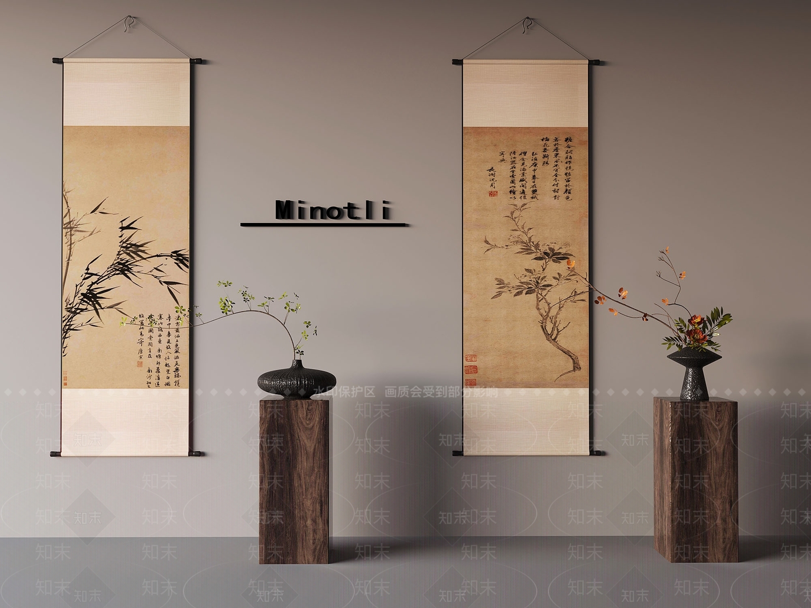 中古侘寂花架3D模型下载【ID:1199756154】