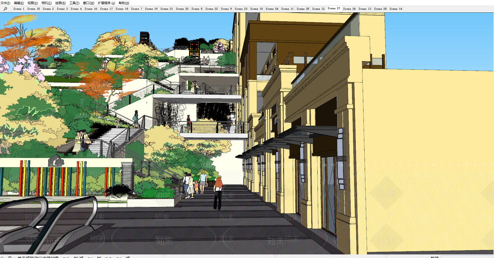 现代广场景观SU模型下载【ID:1199757258】
