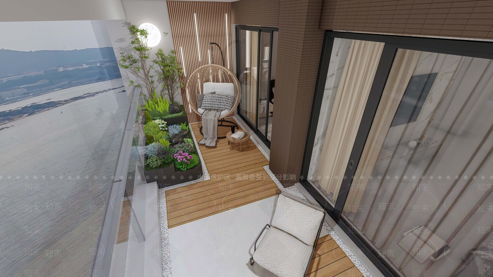 现代法式家居阳台SU模型下载【ID:1199762226】