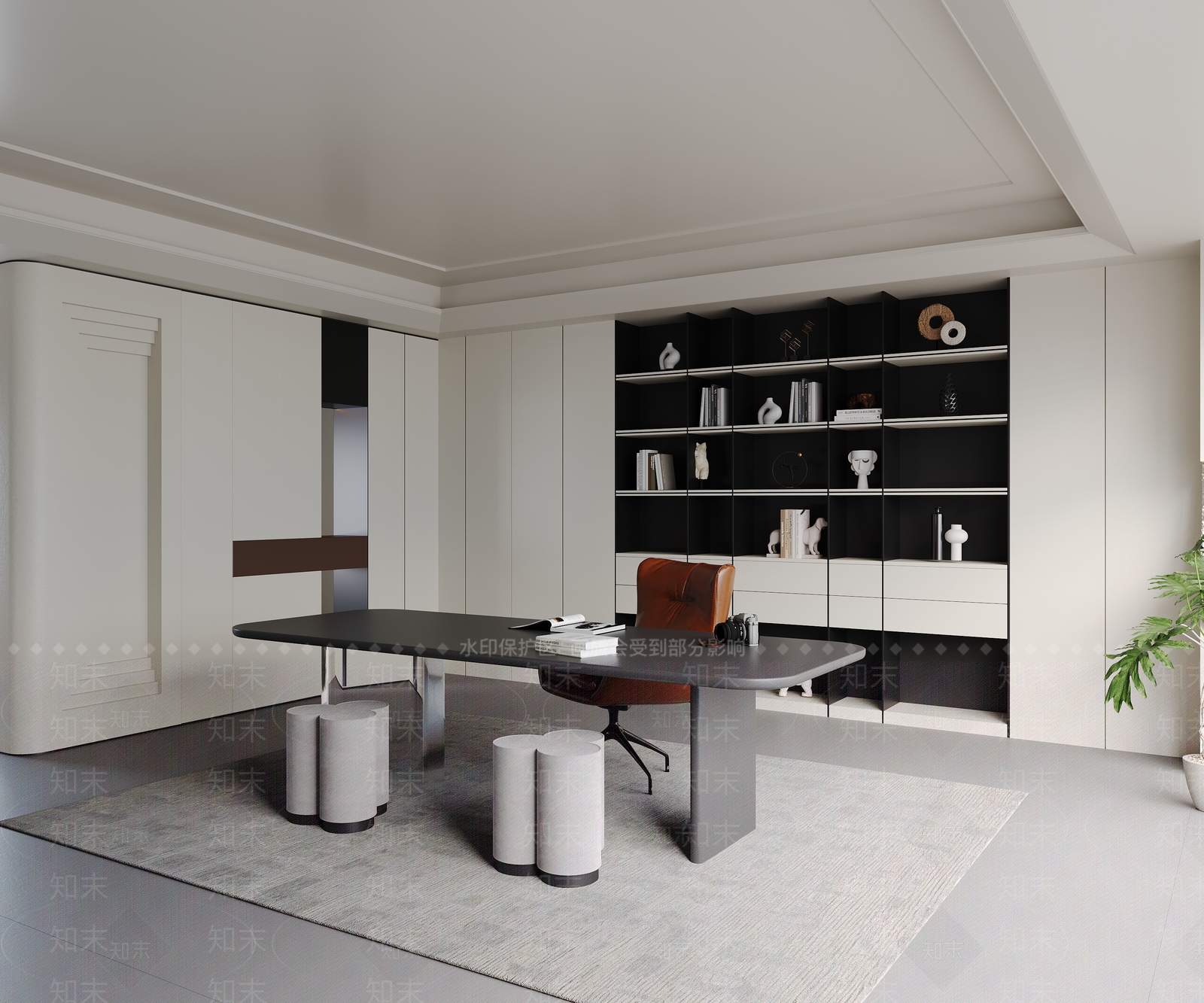 现代极简书房3D模型下载【ID:1199762808】