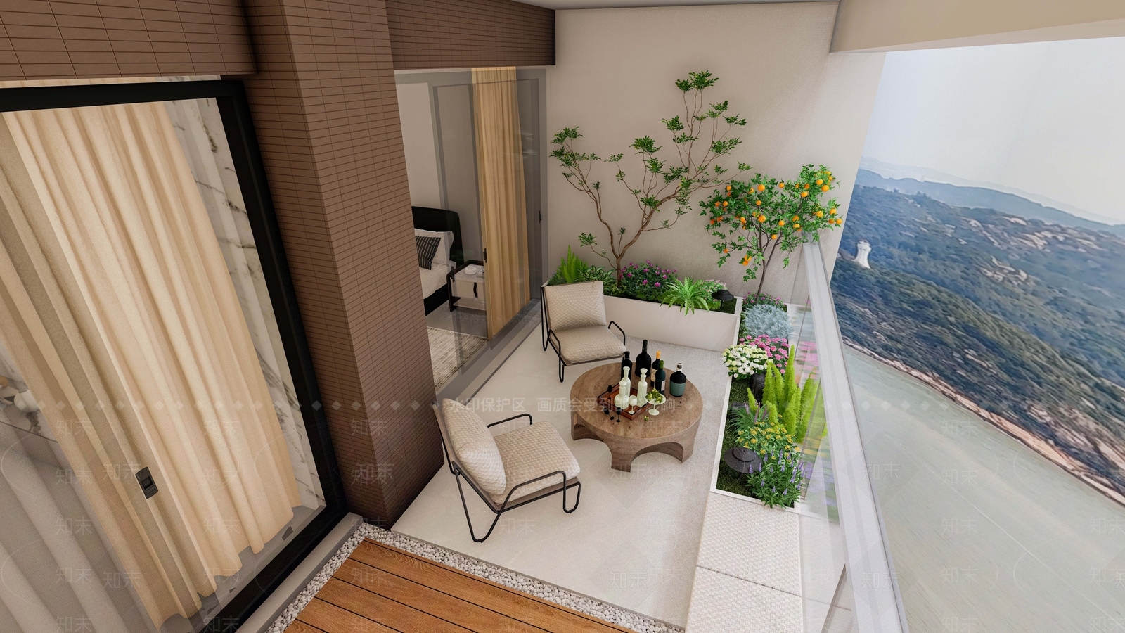 现代法式家居阳台SU模型下载【ID:1199763726】