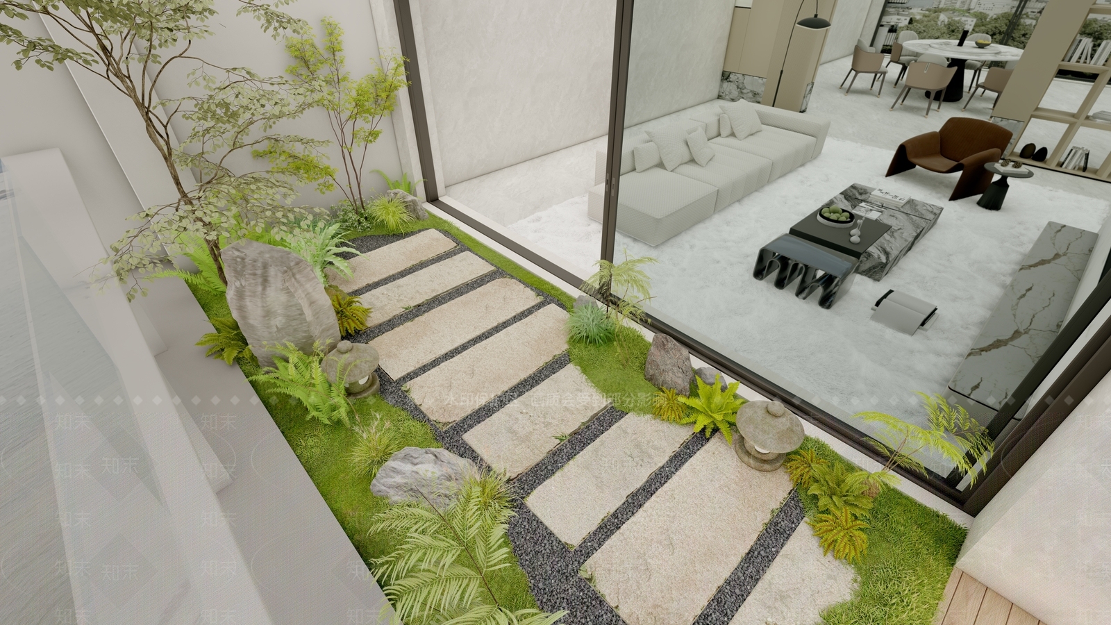 新中式日式家居阳台SU模型下载【ID:1199765138】