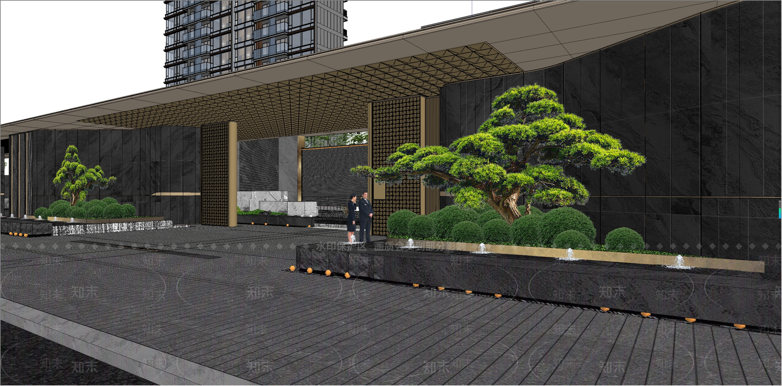 新中式入口大门SU模型下载【ID:1199765368】